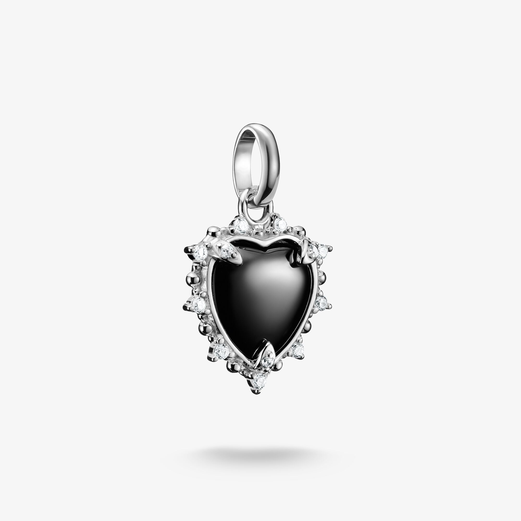 THOMAS SABO Pendentif Charm cœur vintage noir Connect argent, Argent sterling, Taille: one size, femme