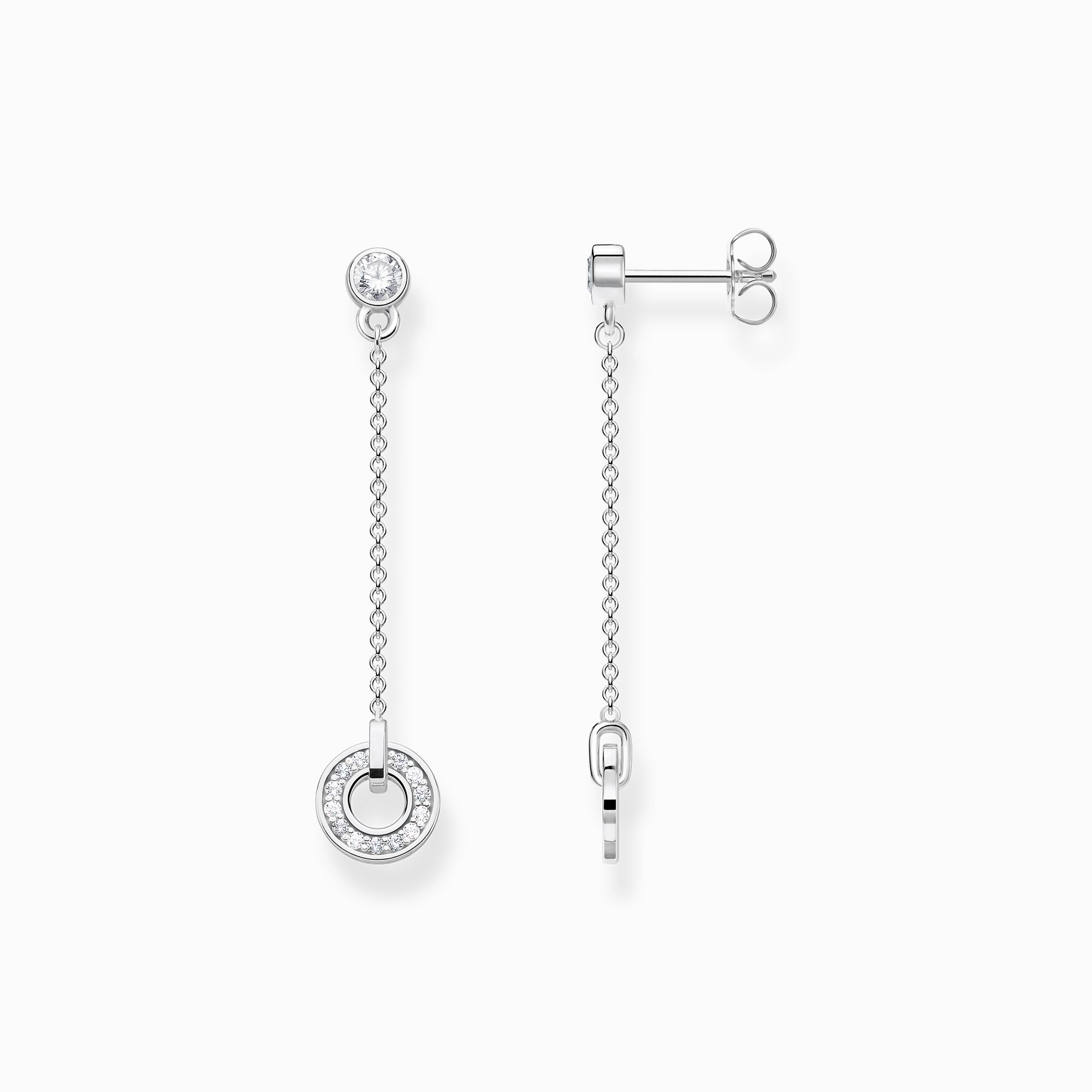 Earrings circle with white stones silver from the  collection in the THOMAS SABO online store
