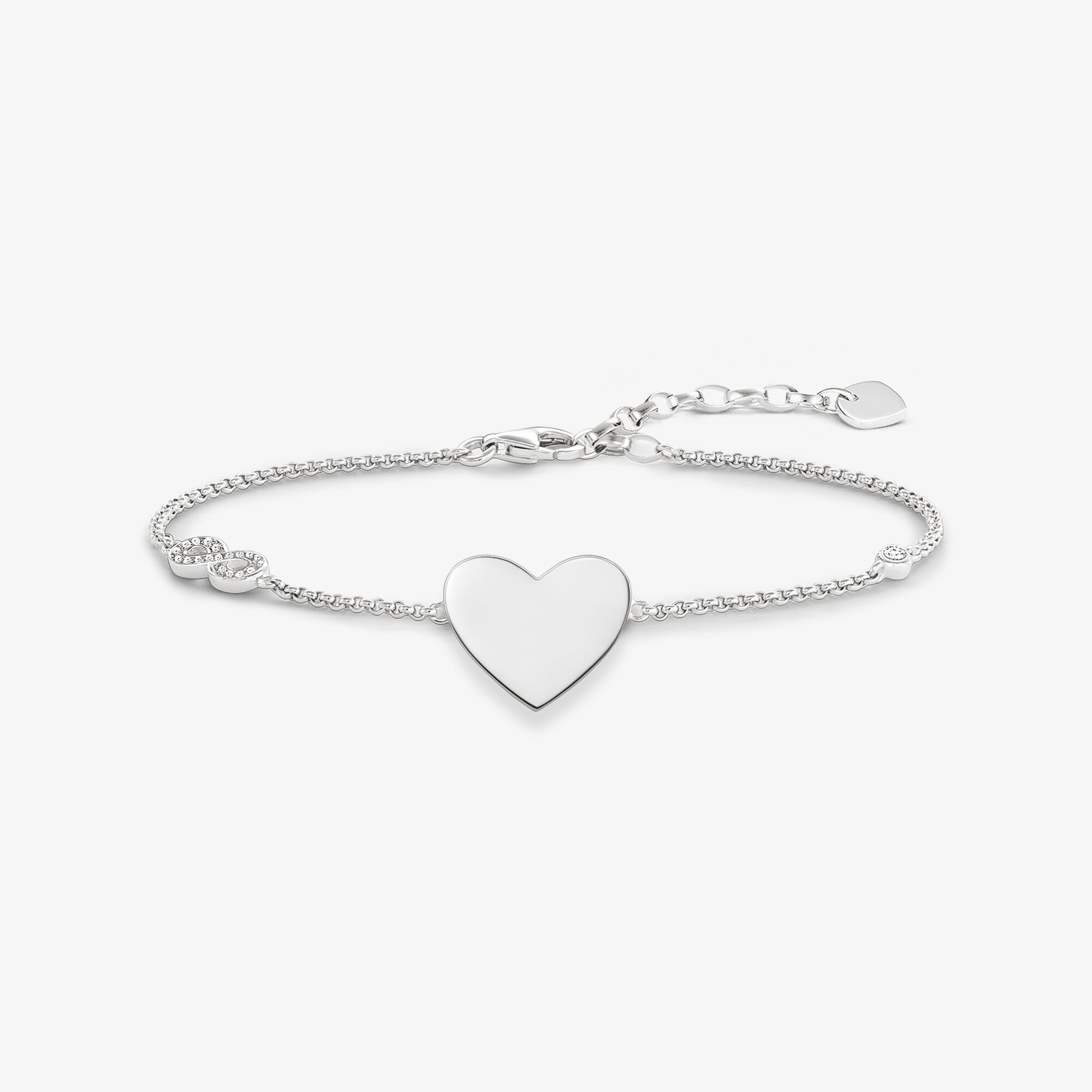 THOMAS SABO Bracelet cœur et infini, Argent sterling, Taille: 19 cm, femme