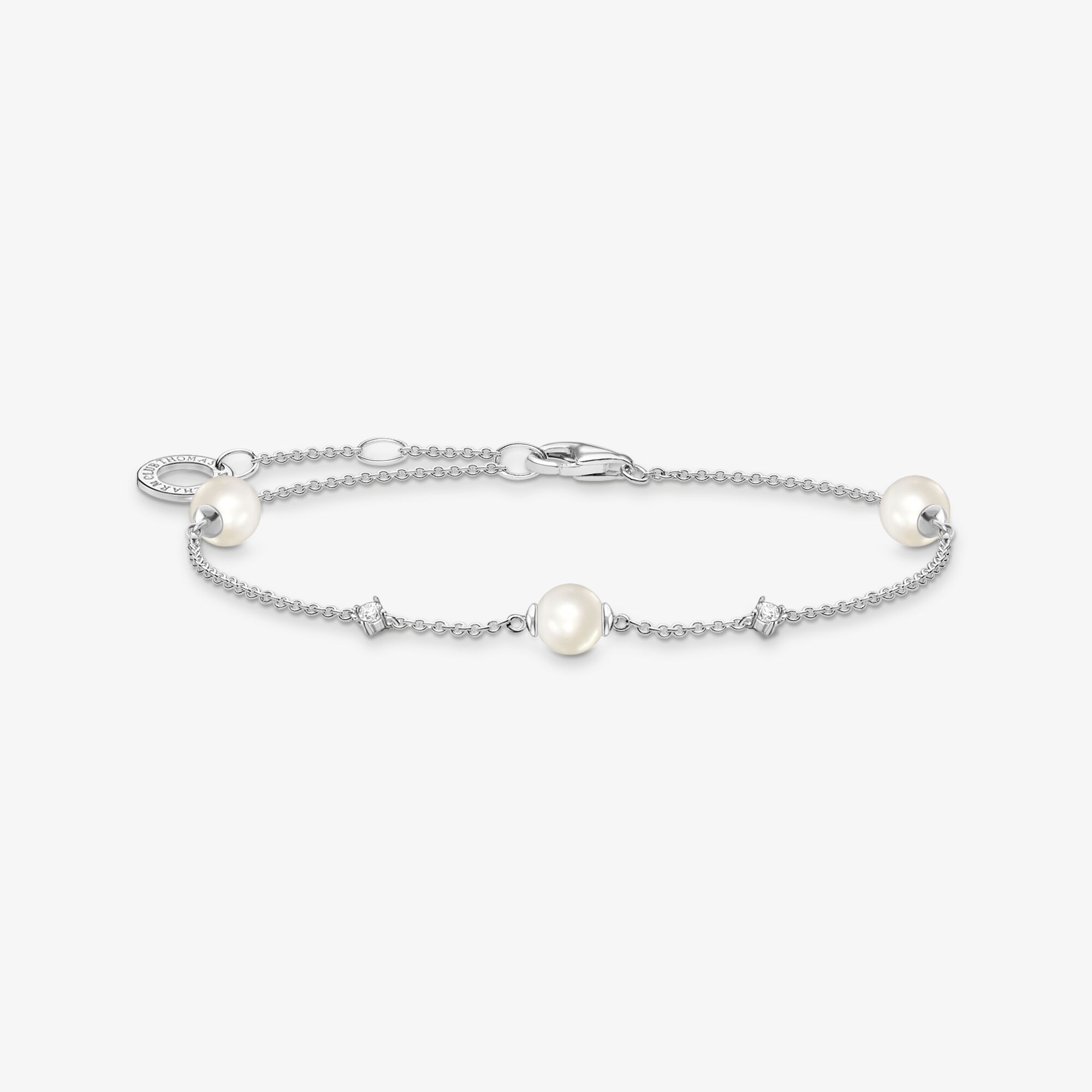 THOMAS SABO Armband pärlor med vita stenar silver, 925 sterlingsilver, Storlek: 19 cm, för damer