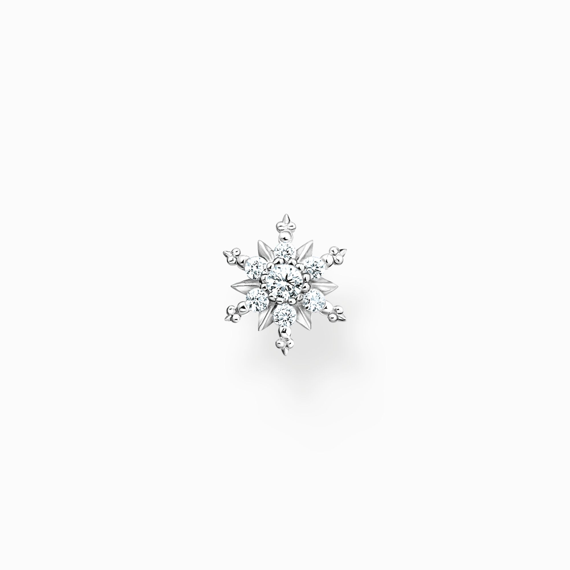Pendiente de bot&oacute;n copo de nieve con piedras blancas plata de la colección Charming Collection en la tienda online de THOMAS SABO