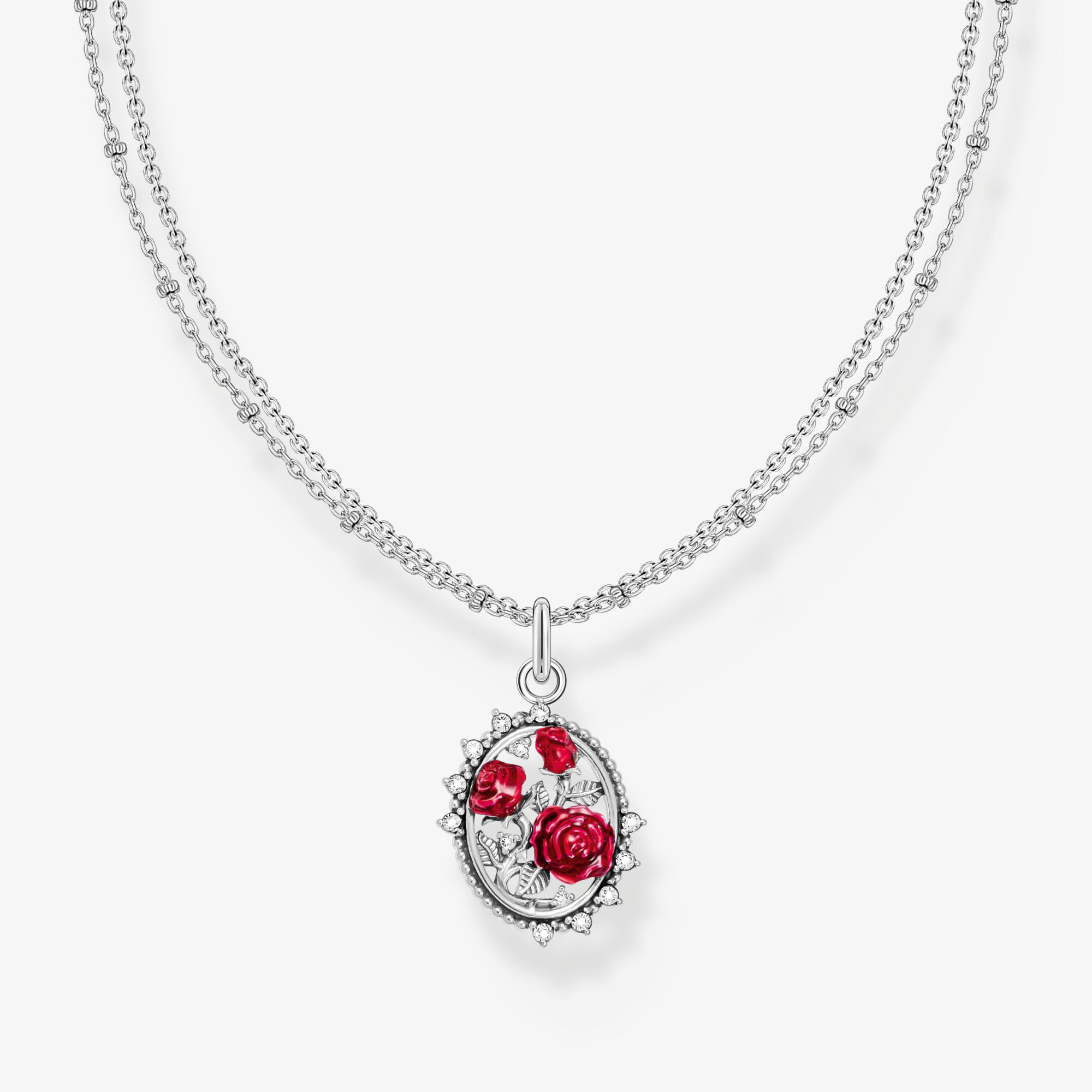 THOMAS SABO Chaîne avec pendentif Roses Romance argent, Argent sterling, Taille: 45 cm, femme