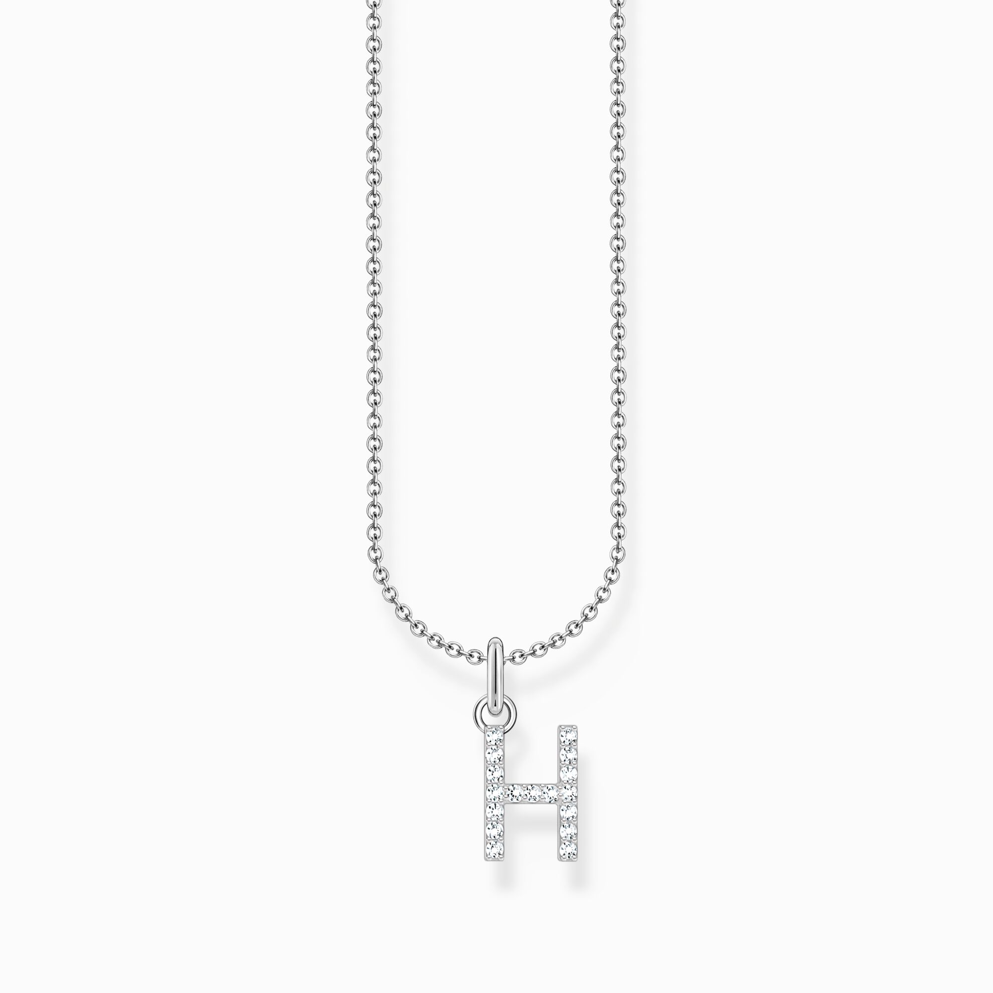 Silver necklace with letter pendant H and white zirconia from the Charming Collection collection in the THOMAS SABO online store