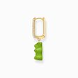 Gold-plated single hoop earring medium sized with green goldbears from the Charming Collection collection in the THOMAS SABO online store