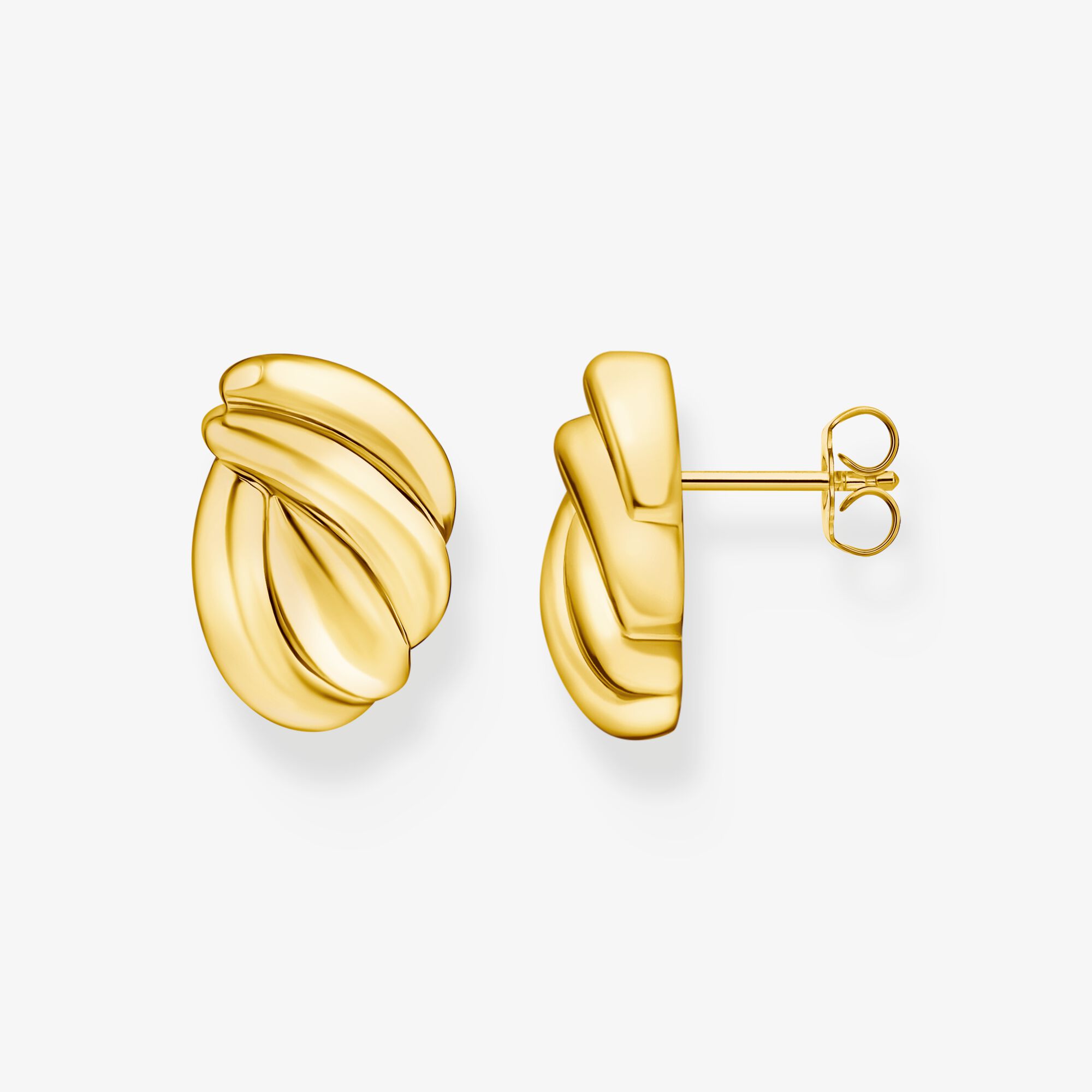 THOMAS SABO clous d'oreilles formes organiques doré, Argent sterling doré or jaune, Taille: one size, femme