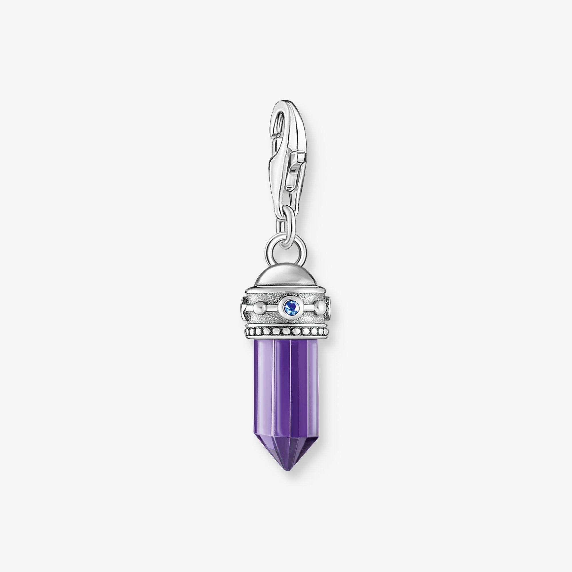 THOMAS SABO Charm-Anhänger Hexagon mit imitiertem Amethyst Silber geschwärzt, 925 Sterlingsilber geschwärzt, Größe: one size, Damen