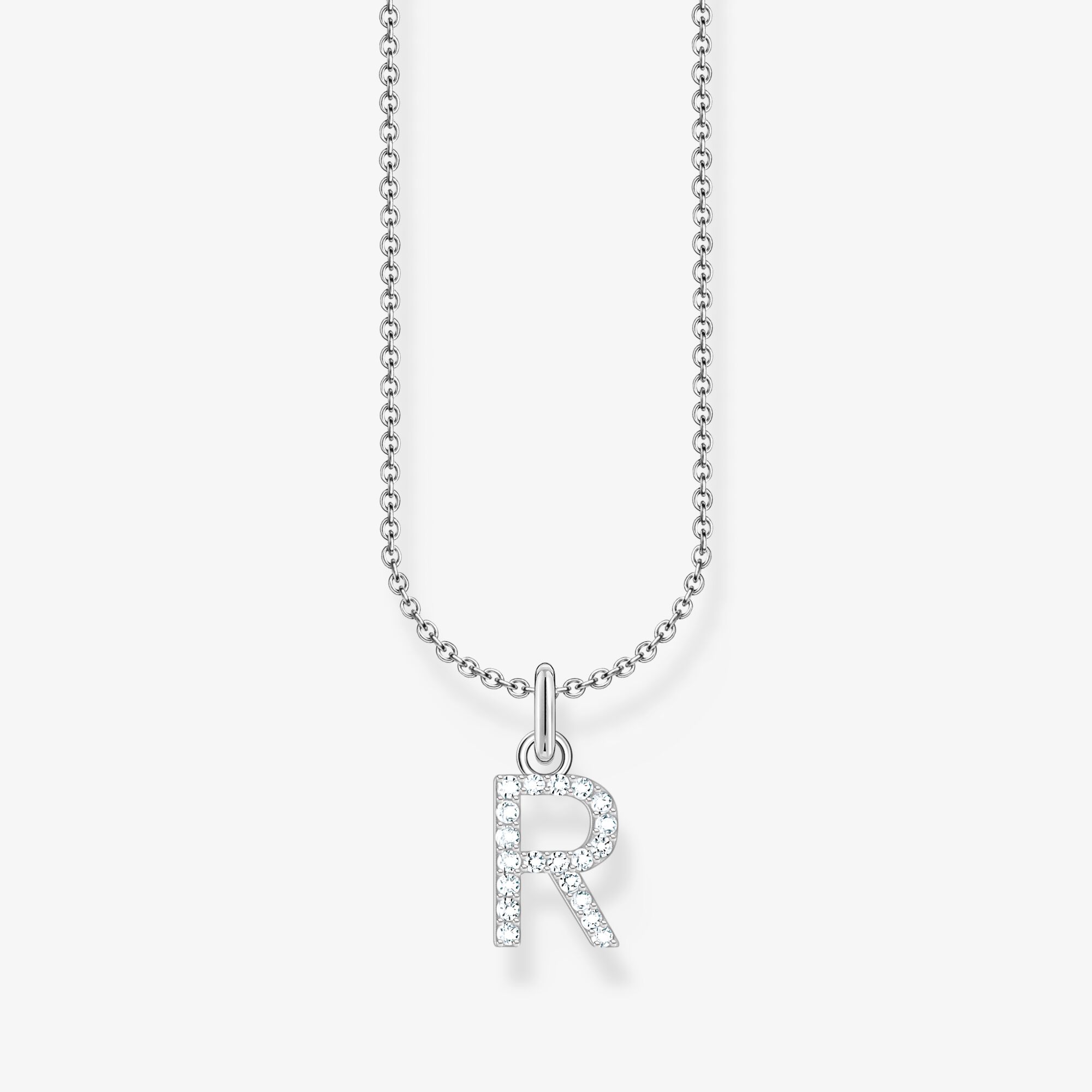 THOMAS SABO Kette mit Buchstaben-Anhänger R Silber, Sterlingsilber, Größe: 45 cm, Damen