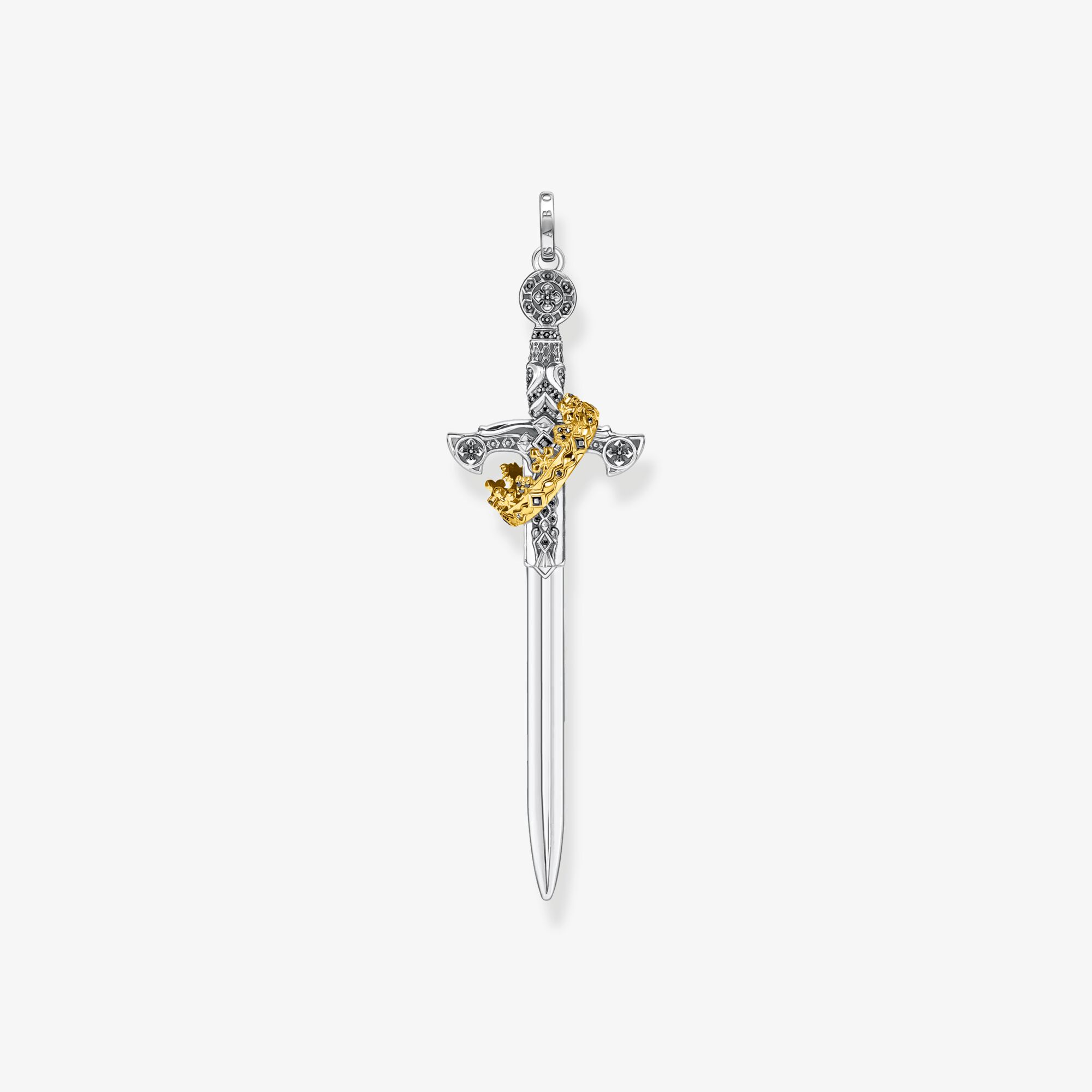 THOMAS SABO Pendentif épée avec couronne, Argent sterling doré or jaune, Taille: one size, Unisex