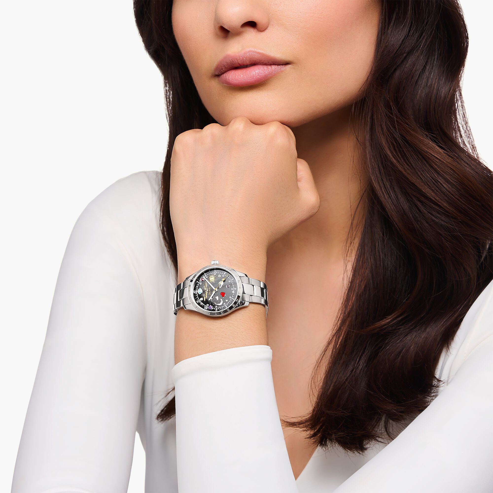 Thomas Sabo Damenuhren Silber Schwarzes Zifferblatt Uhr Mit