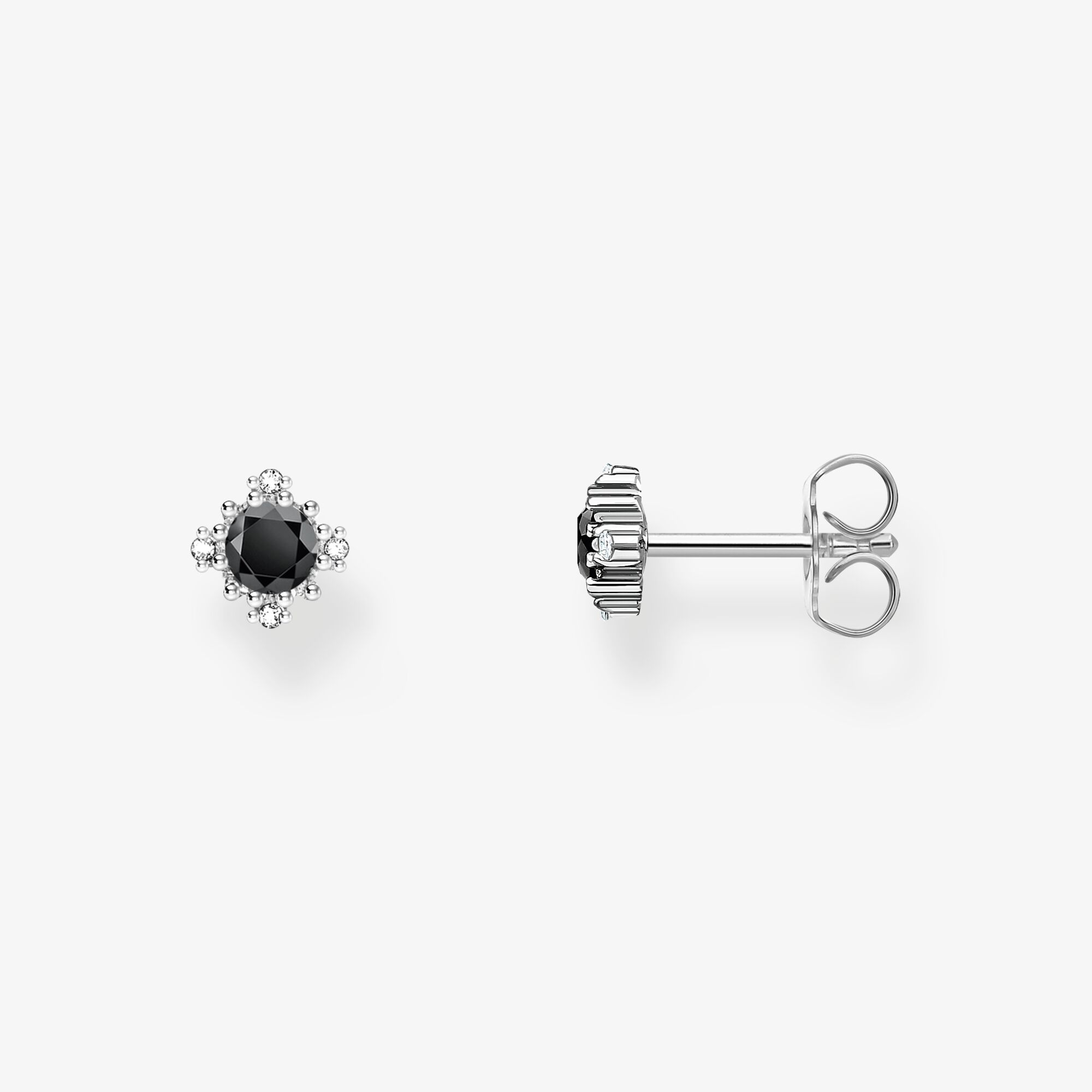 THOMAS SABO Ohrstecker Vintage mit schwarzem Stein Silber, Sterlingsilber, Größe: one size, Damen
