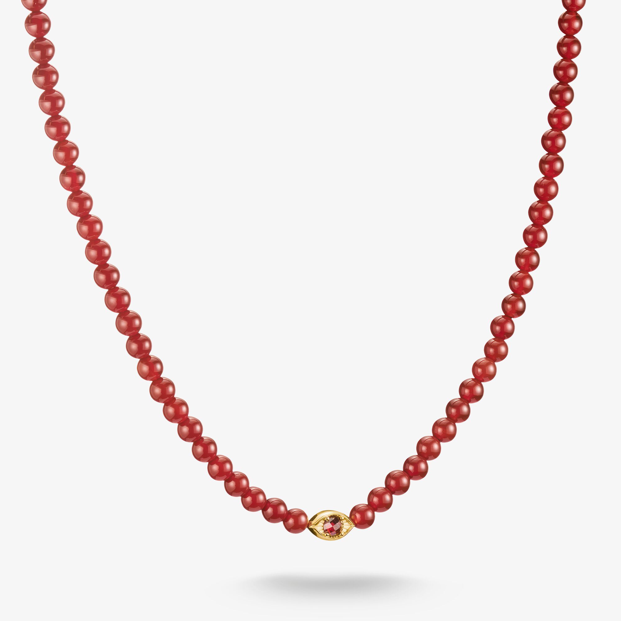 THOMAS SABO Kette Rote Achat Beads Elyndra 18k Vergoldung, Sterlingsilber Gelbgold vergoldet, Größe: L55, Damen