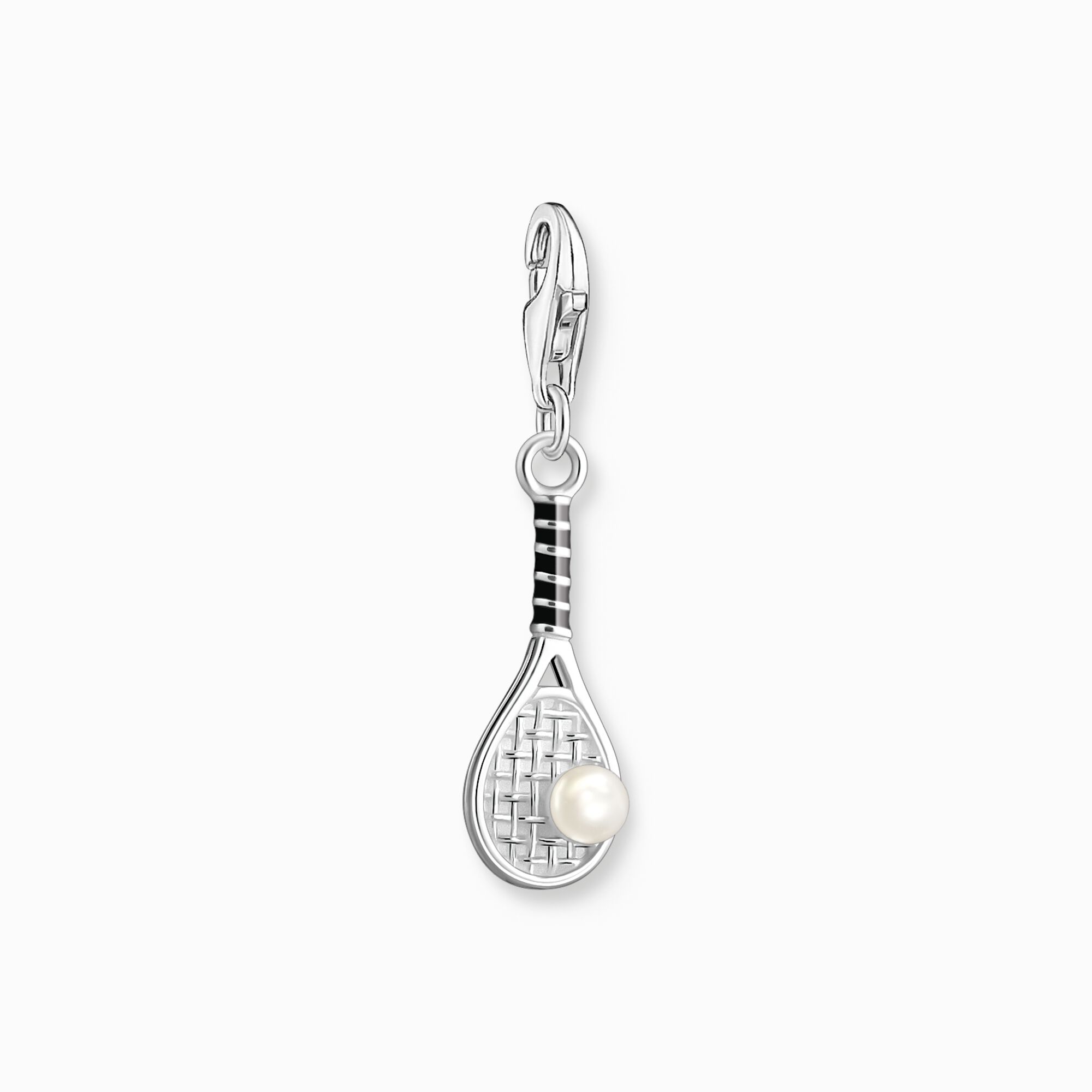 Breloque Charm raquette de tennis en argent, orn&eacute;e d&rsquo;une perle blanche de la collection Charm Club dans la boutique en ligne de THOMAS SABO