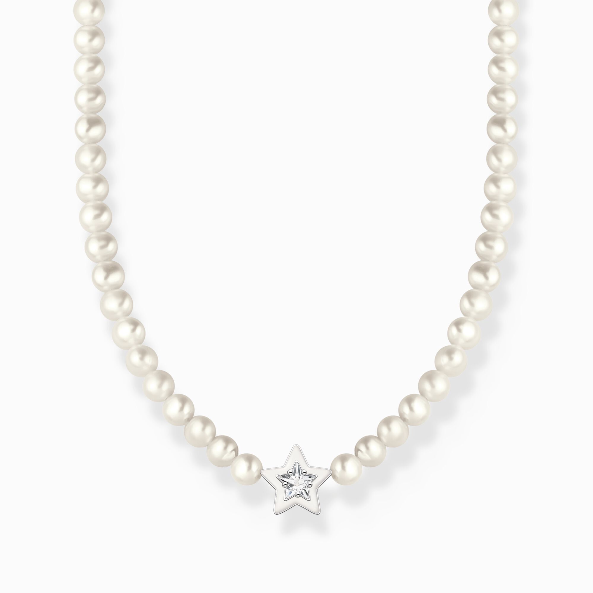 Choker Stern mit Perlen und wei&szlig;er Kaltemaille Silber aus der Charming Collection Kollektion im Online Shop von THOMAS SABO