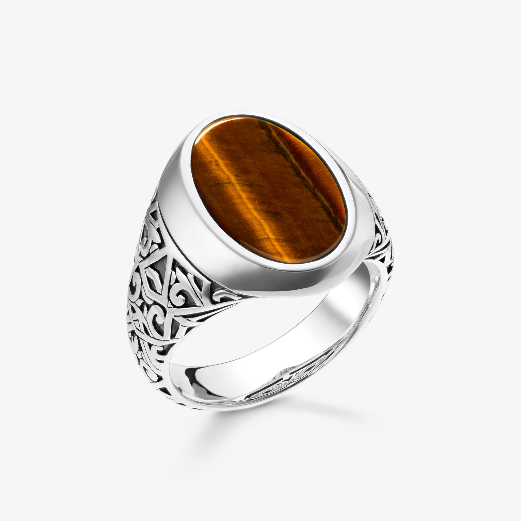 THOMAS SABO Bague oeil-de-tigre, Argent sterling, Taille: 56, Unisex