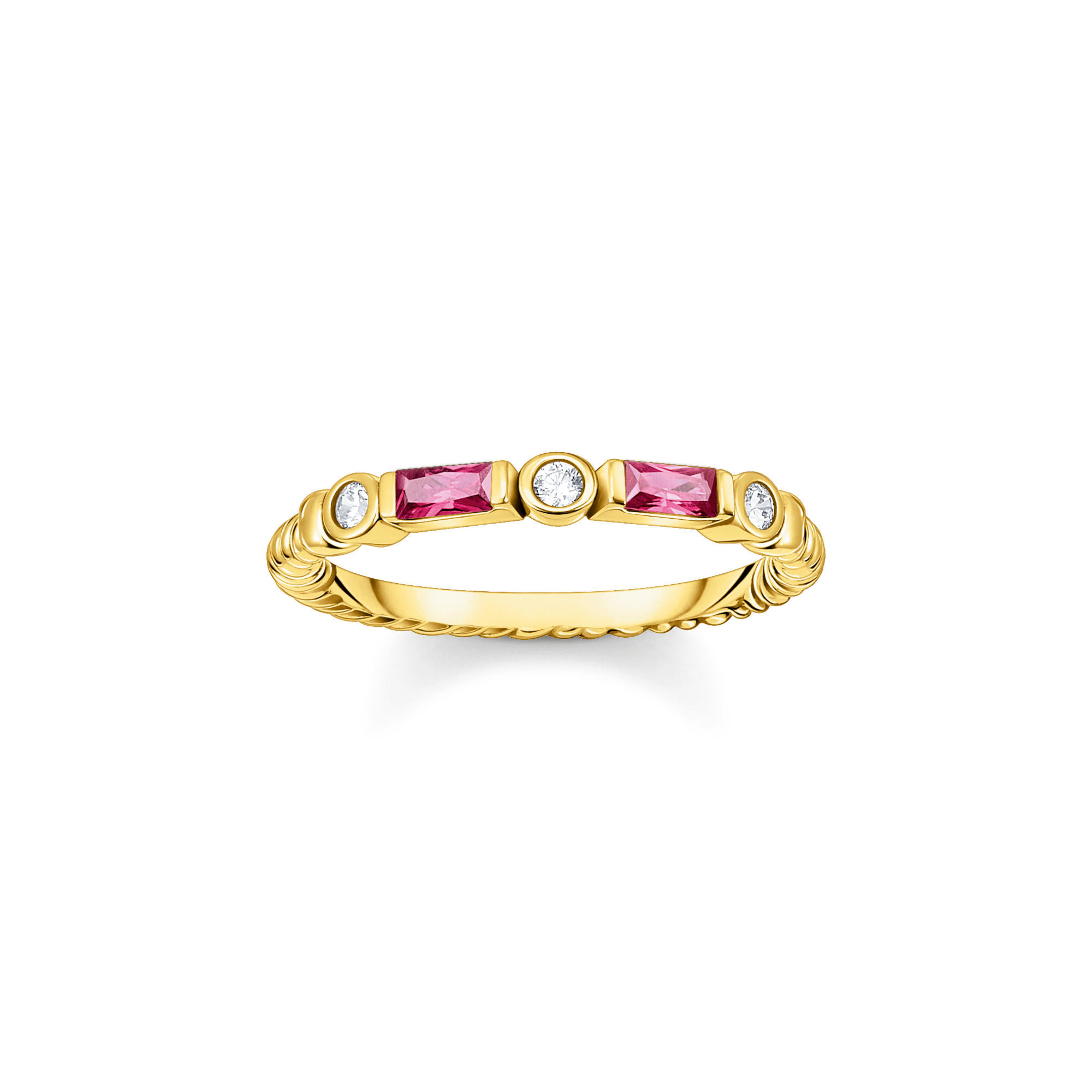 Thomas Sabo Bandring Kordel mit roten und weißen Steinen vergoldet rot TR2426-414-10-52