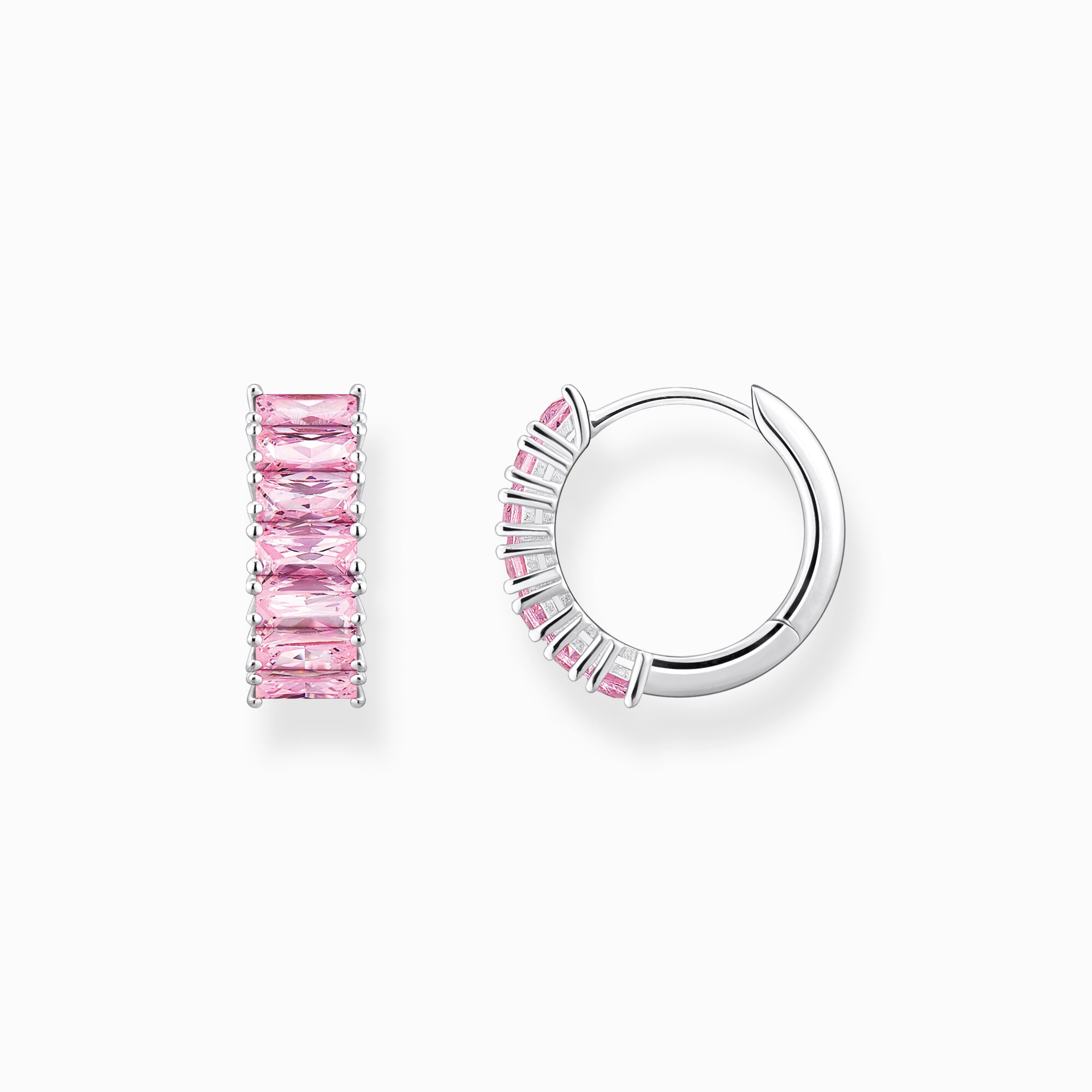 Hoop earrings with pink stones pav&eacute; silver from the  collection in the THOMAS SABO online store