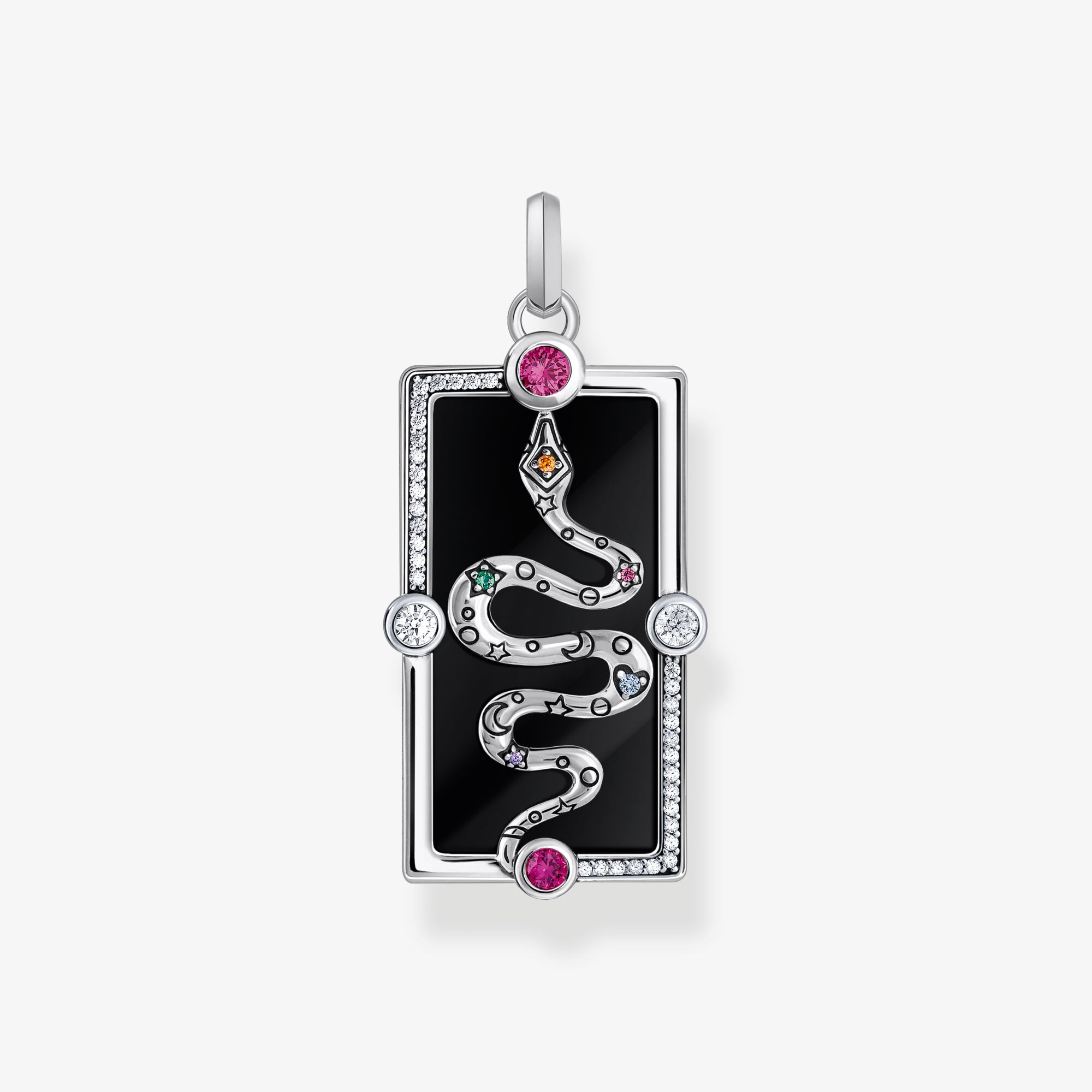 THOMAS SABO Kettenanhänger Schlange mit schwarzer Kaltemaille und bunten Steinen Silber, 925 Sterlingsilber, Größe: one size, Damen