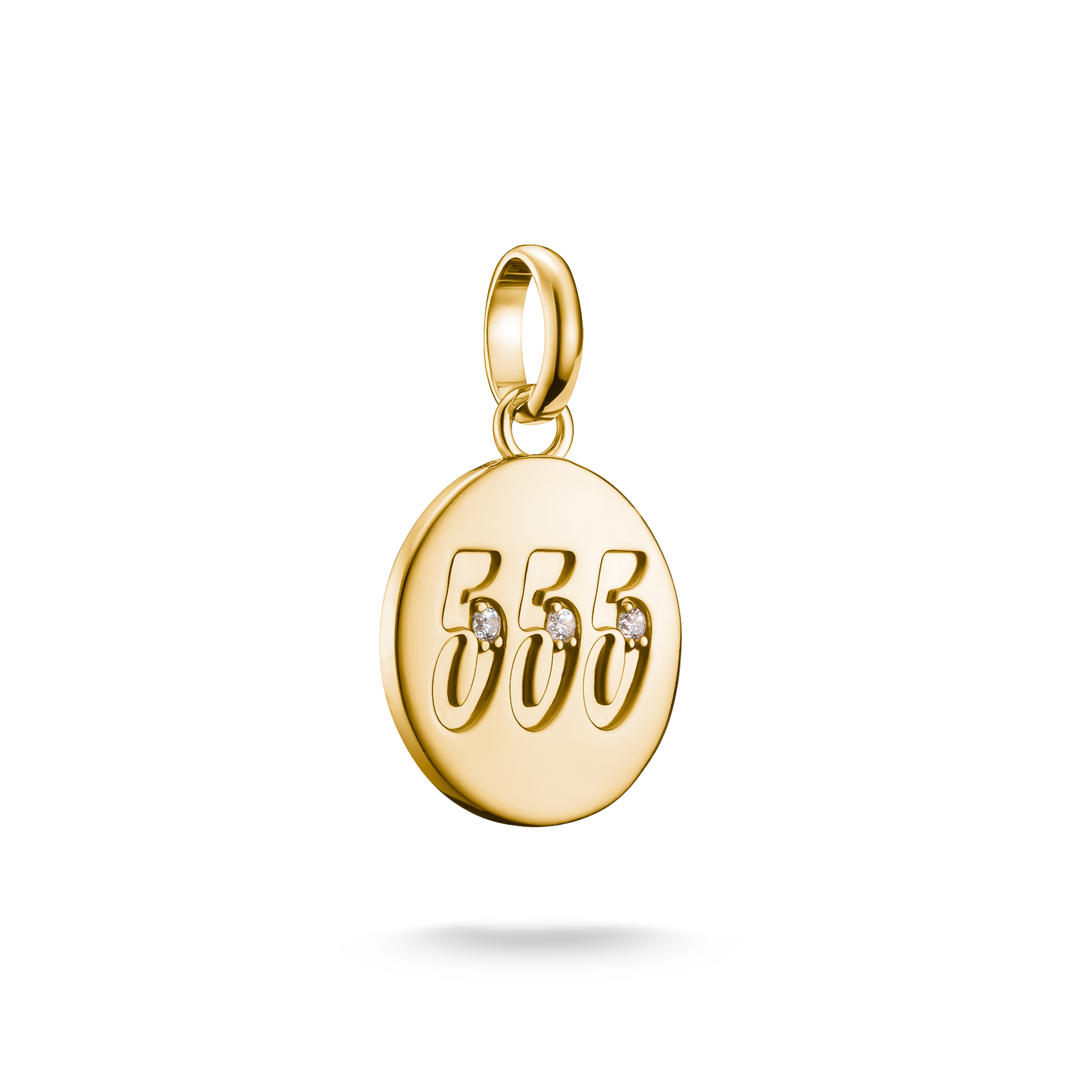Thomas Sabo Charm-Anhänger Engelzahl 555 mit Steinen Connect vergoldet mit Gravur weiß CC1252-414-14