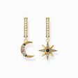 Hoop earrings Royalty star &amp; Moon gold from the  collection in the THOMAS SABO online store
