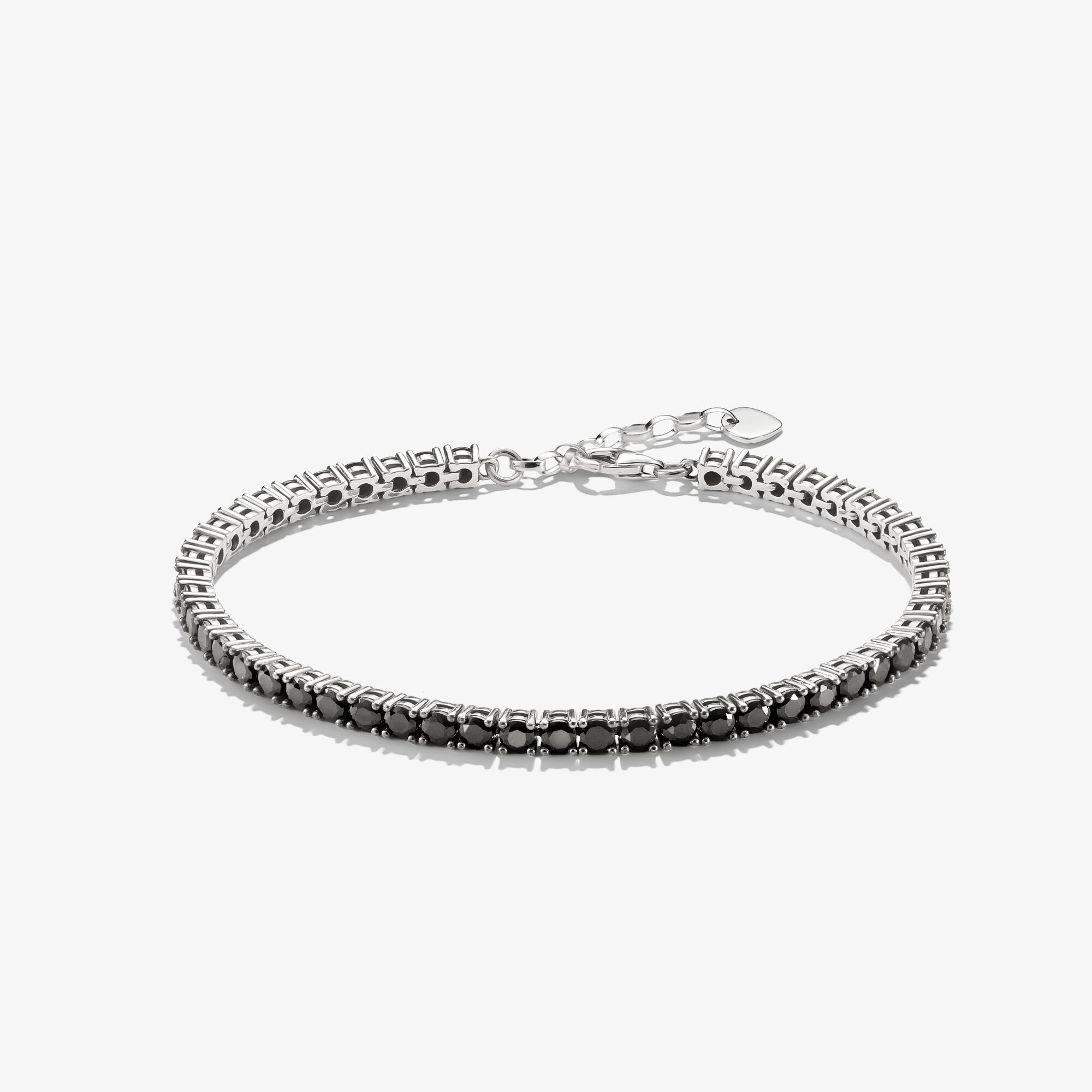 THOMAS SABO Bracelet tennis zirconias noirs argent, Argent sterling, Taille: 19 cm, femme