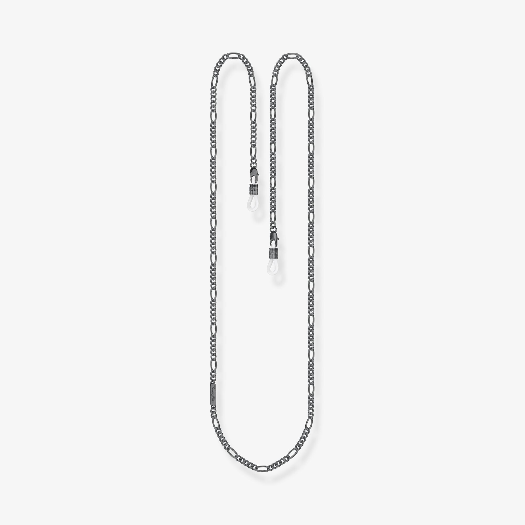 THOMAS SABO Chaînes à lunettes figaro noire, Acier inoxydable, Taille: L76, Unisex