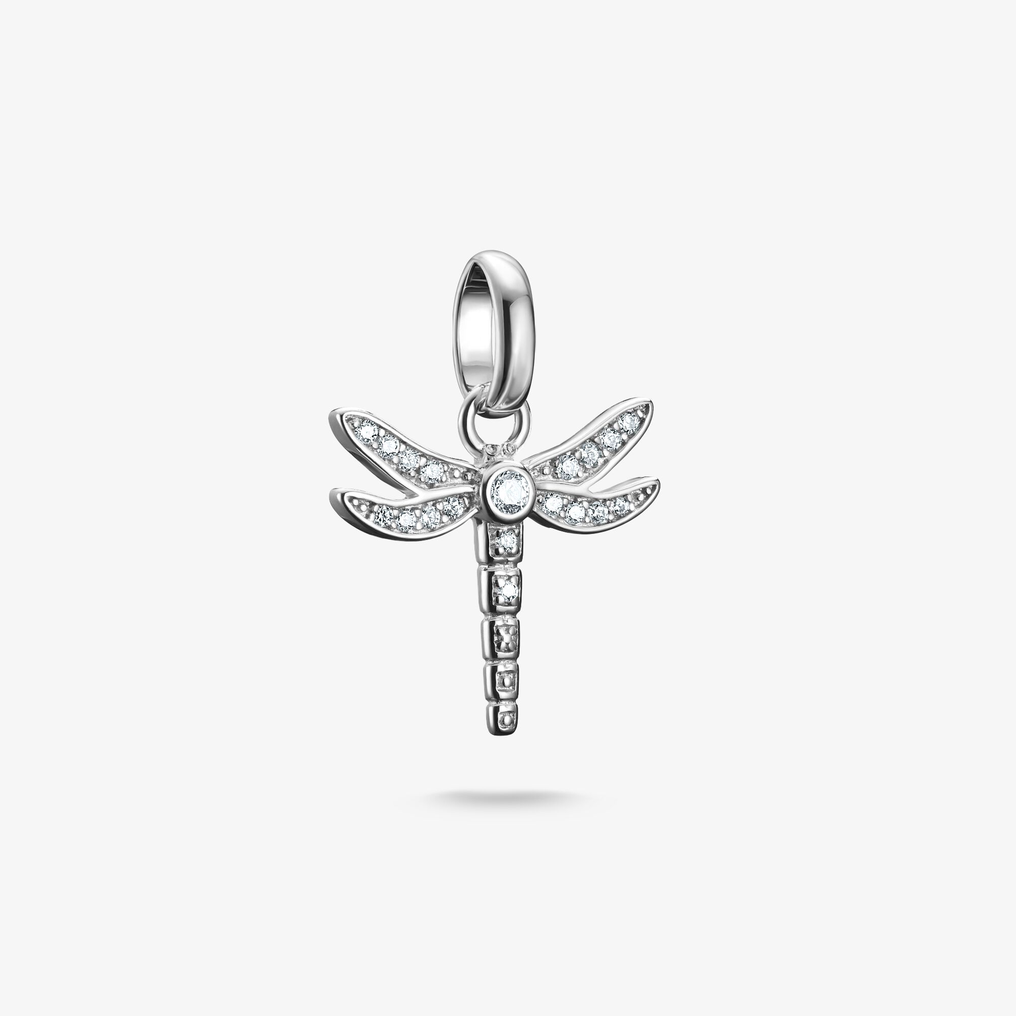 THOMAS SABO Charm-hängsmycke trollslända med stenar Connect silver, 925 sterlingsilver, Storlek: one size, för damer