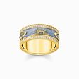 Gold-plated band ring with blue cold enamel and cosmic symbols from the  collection in the THOMAS SABO online store