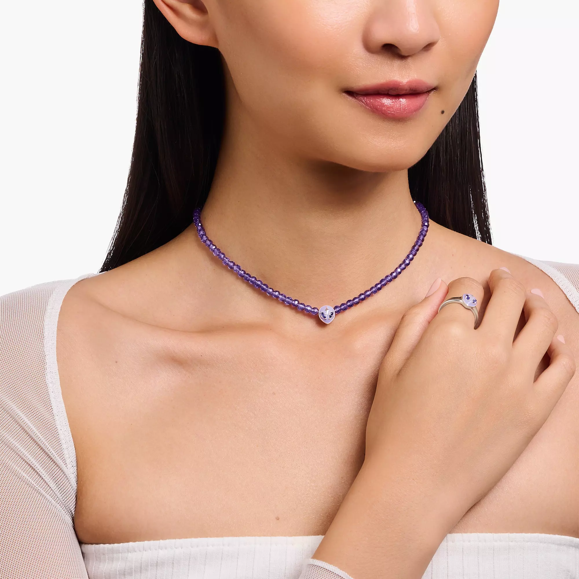 Necklace with imitation amethyst beads silver | THOMAS SABO