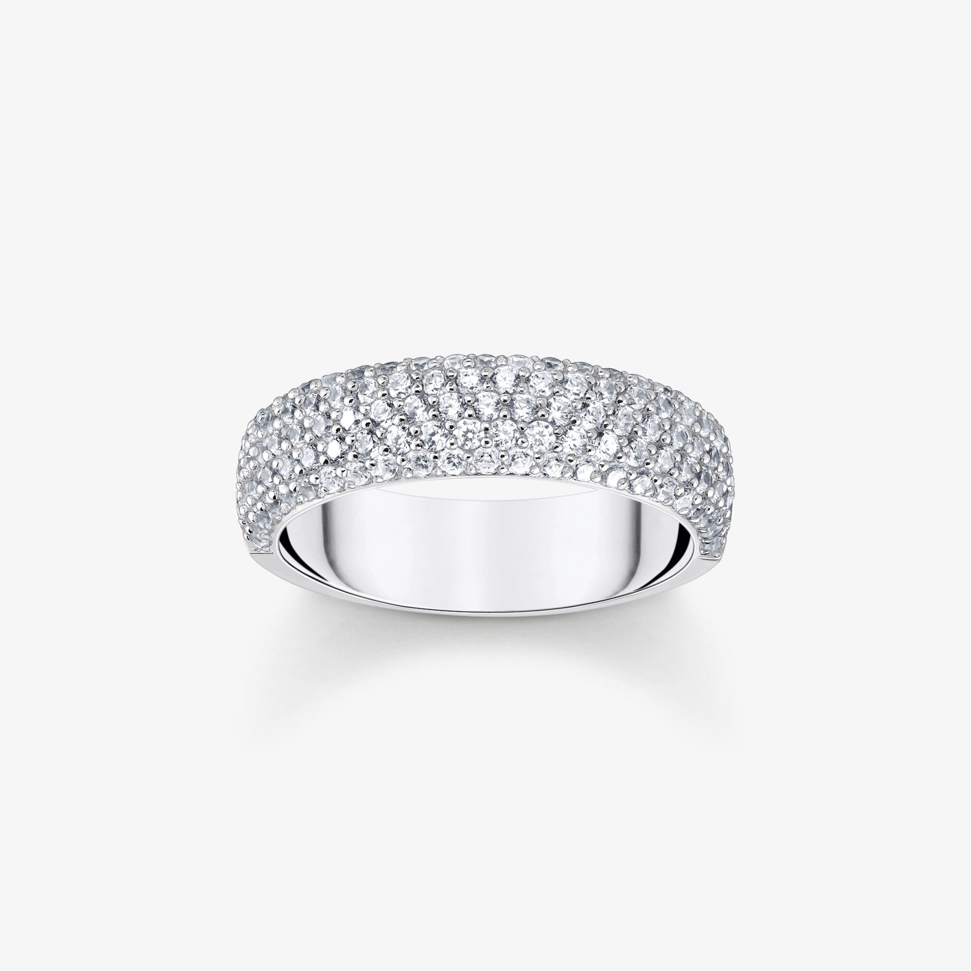 THOMAS SABO Silverbandsring med vit zirkonia och gravyr, 925 sterlingsilver, Storlek: 54, för damer