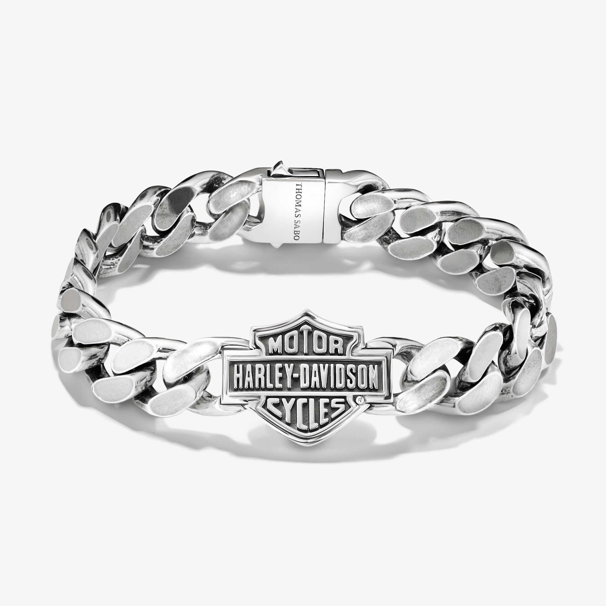 THOMAS SABO Harley-Davidson Panzerarmband Logo 12 mm Silber, Sterlingsilber geschwärzt, Größe: 19 cm, Herren