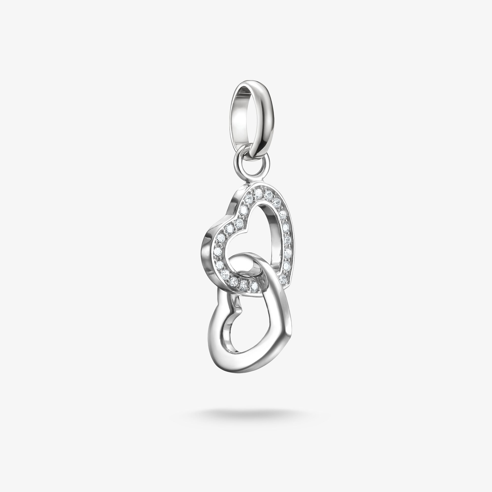 THOMAS SABO Pendentif Charm cœurs entrelacés Connect argent Argent sterling, Taille: one size, pour femme