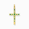 Pendentif croix avec pierres verte plaqu&eacute; or de la collection  dans la boutique en ligne de THOMAS SABO