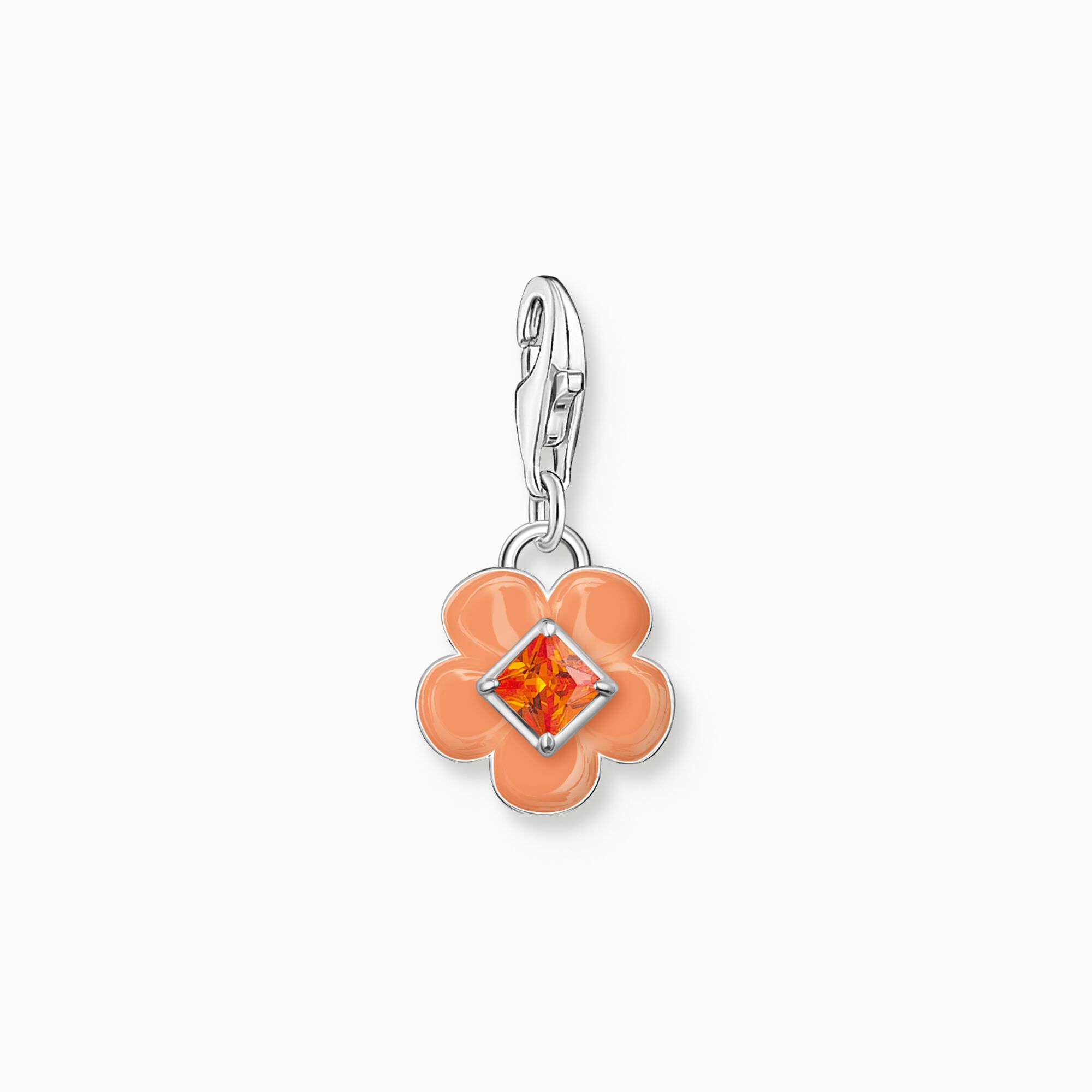 Charm-Anh&auml;nger Blume mit orangenem Stein Silber aus der Charm Club Kollektion im Online Shop von THOMAS SABO