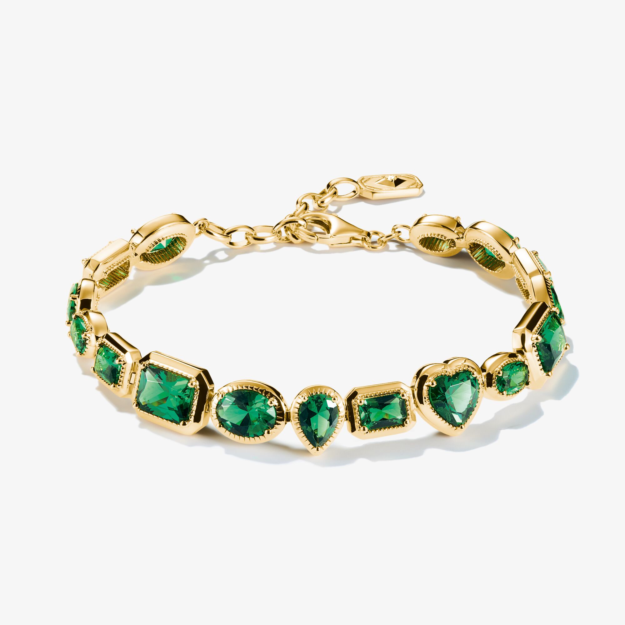 THOMAS SABO Bracelets pierres vertes Plaqué or 18 carats, Argent Sterling 925‰, doré or jaune 18 carats , Taille: 19 cm, femme