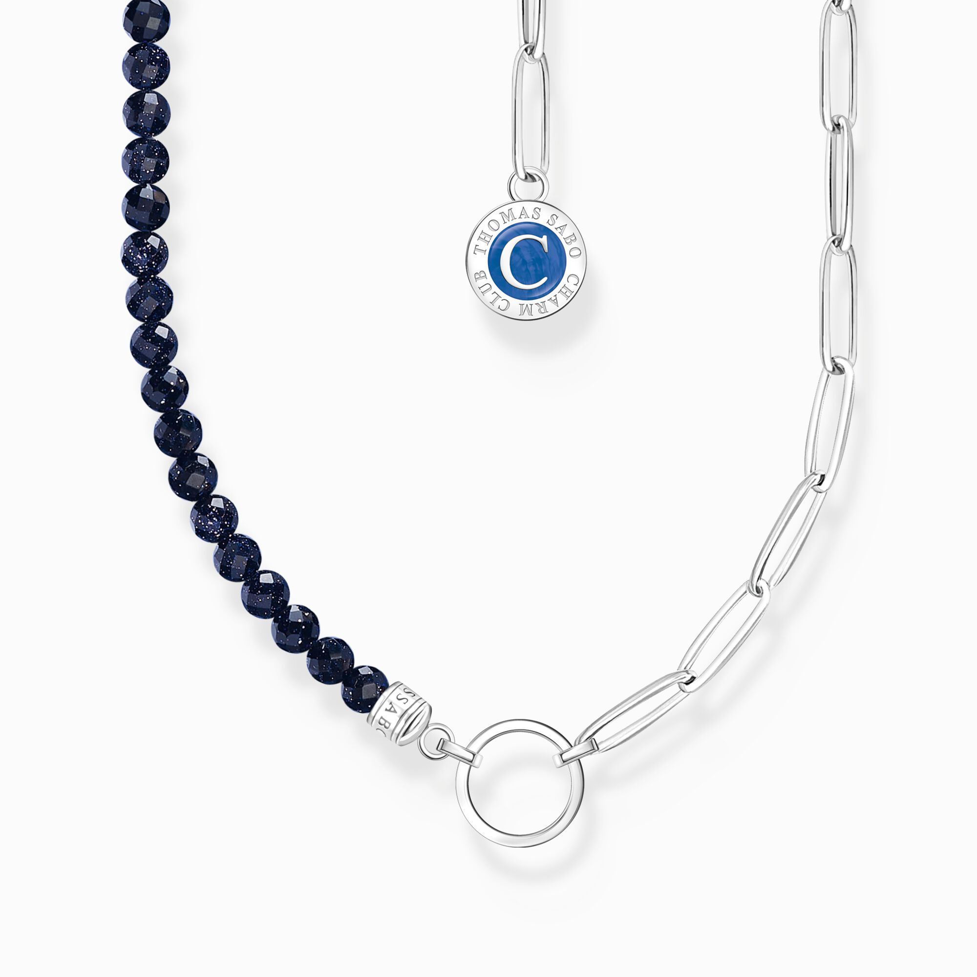 Membre Cha&icirc;ne &agrave; Charms avec Beads bleu fonc&eacute; et Charmista&nbsp;Coin en argent de la collection Charm Club dans la boutique en ligne de THOMAS SABO