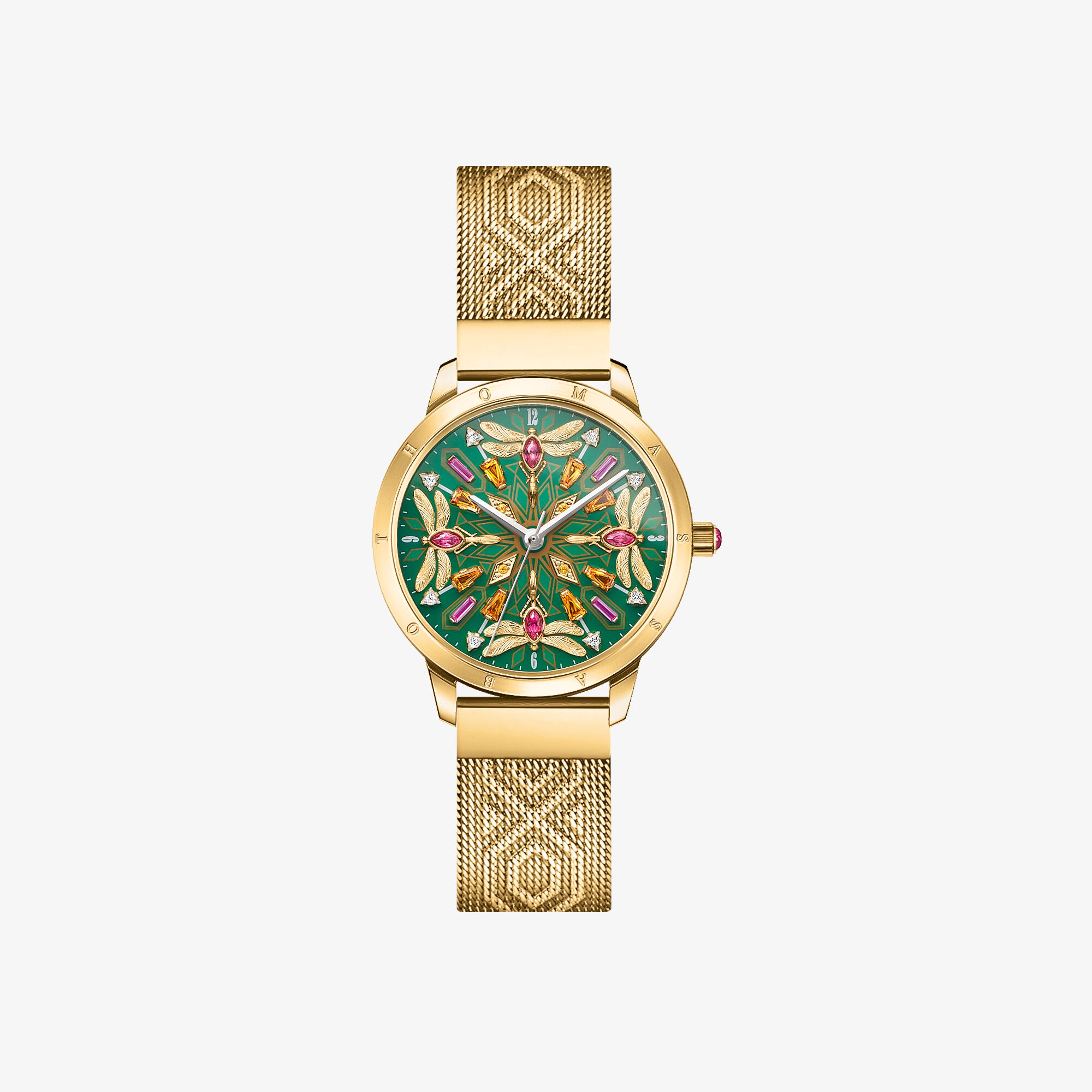 THOMAS SABO Montre pour femme kaléidoscope libellule vert couleur or jaune Acier inoxydable, Taille: 33 MM, pour femme