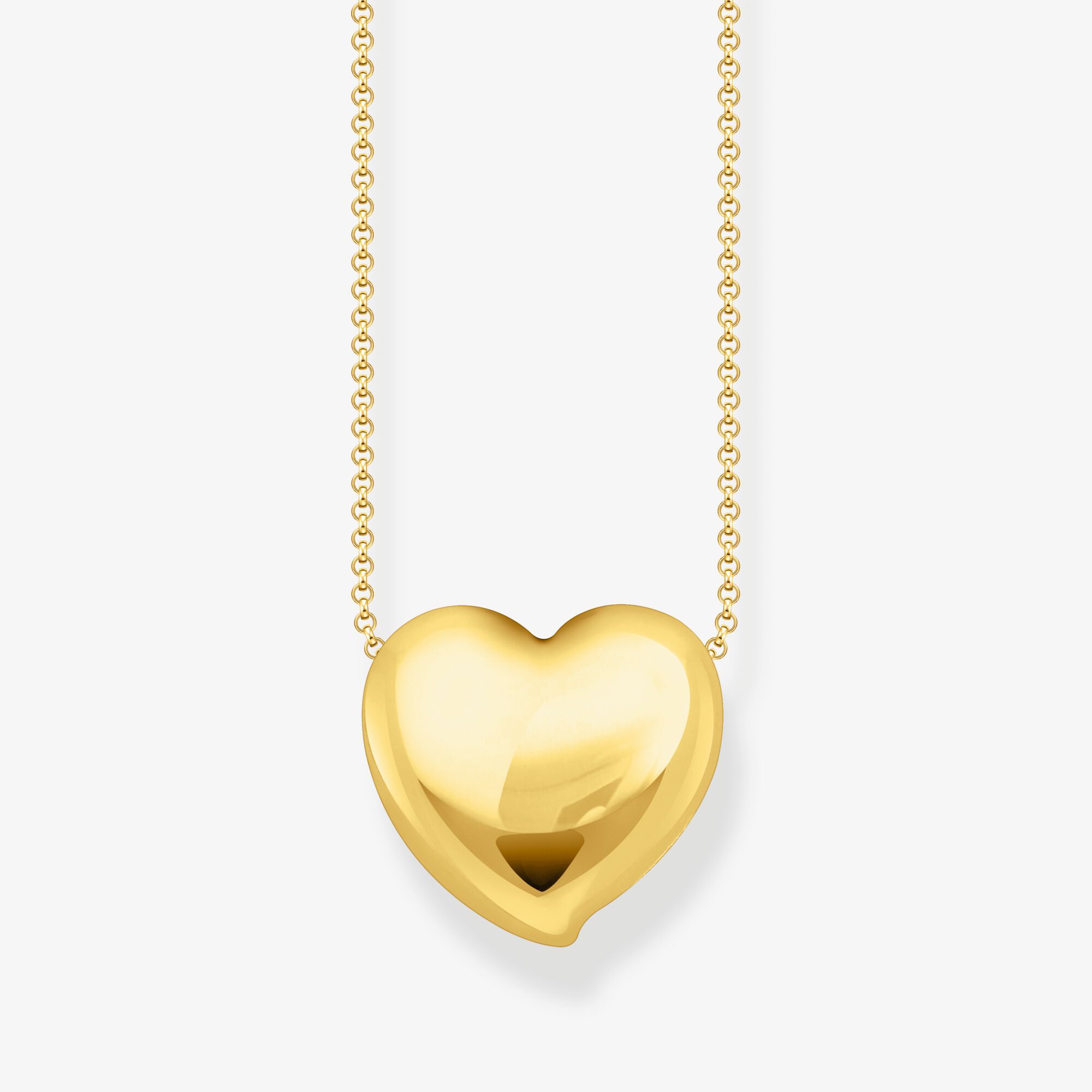 THOMAS SABO Collier plaqué or avec pendentif en forme de cœur, Argent sterling doré or jaune, Taille: 45 cm, femme