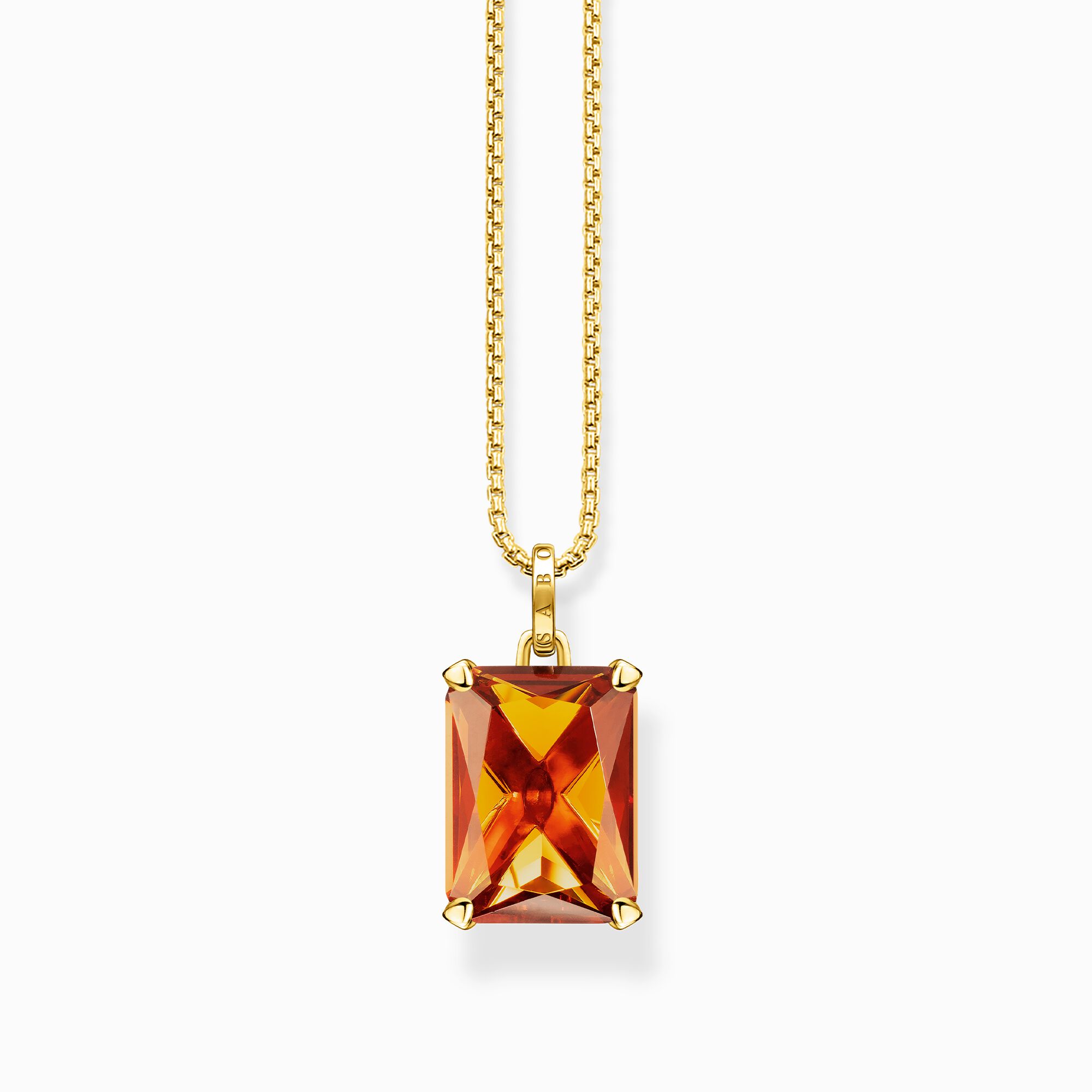 Necklace with large orange stone gold plated from the  collection in the THOMAS SABO online store