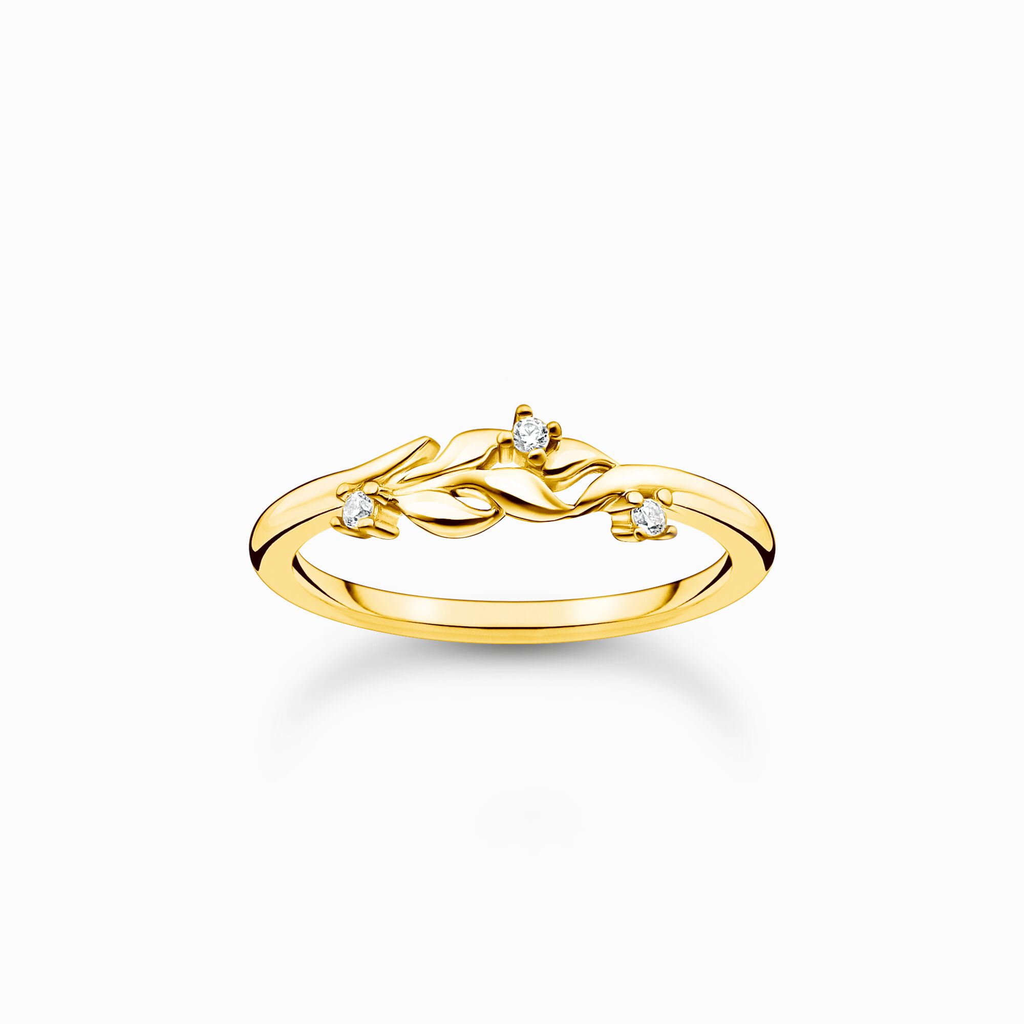 Ring Bl&auml;tter mit wei&szlig;en Steinen gold aus der Charming Collection Kollektion im Online Shop von THOMAS SABO