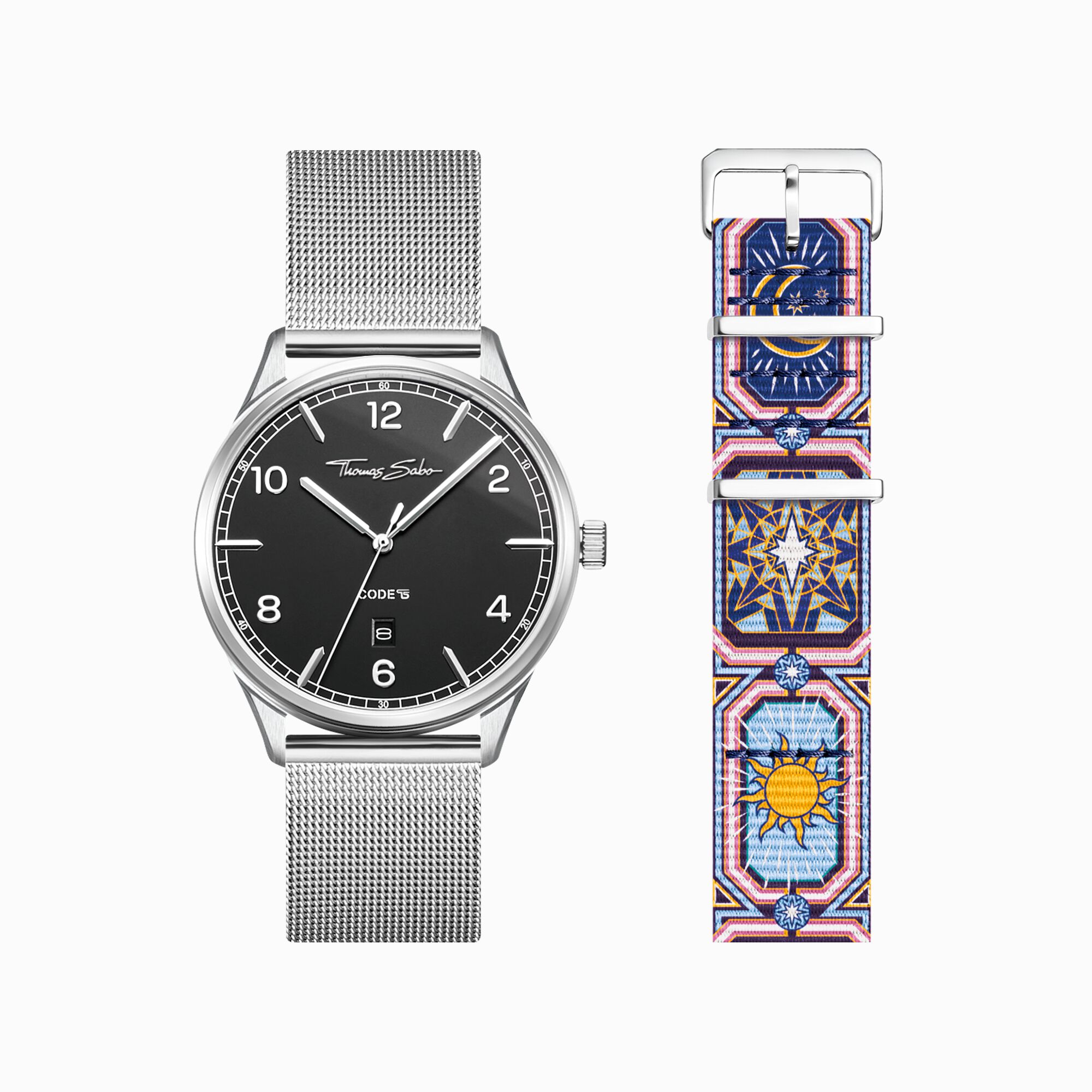 Set Code TS reloj negro y correa cielo nocturno multicolor de la colección  en la tienda online de THOMAS SABO