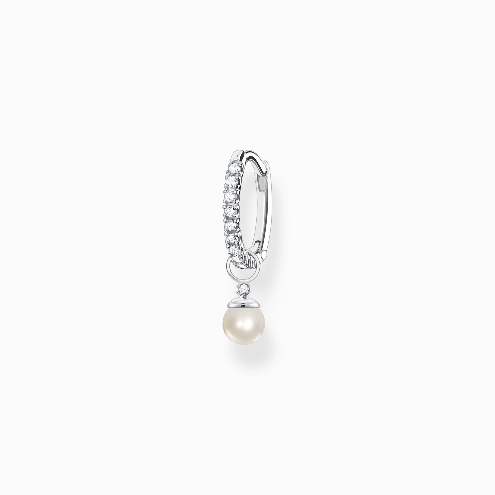 Single hoop earring with pearl pendant silver from the Charming Collection collection in the THOMAS SABO online store