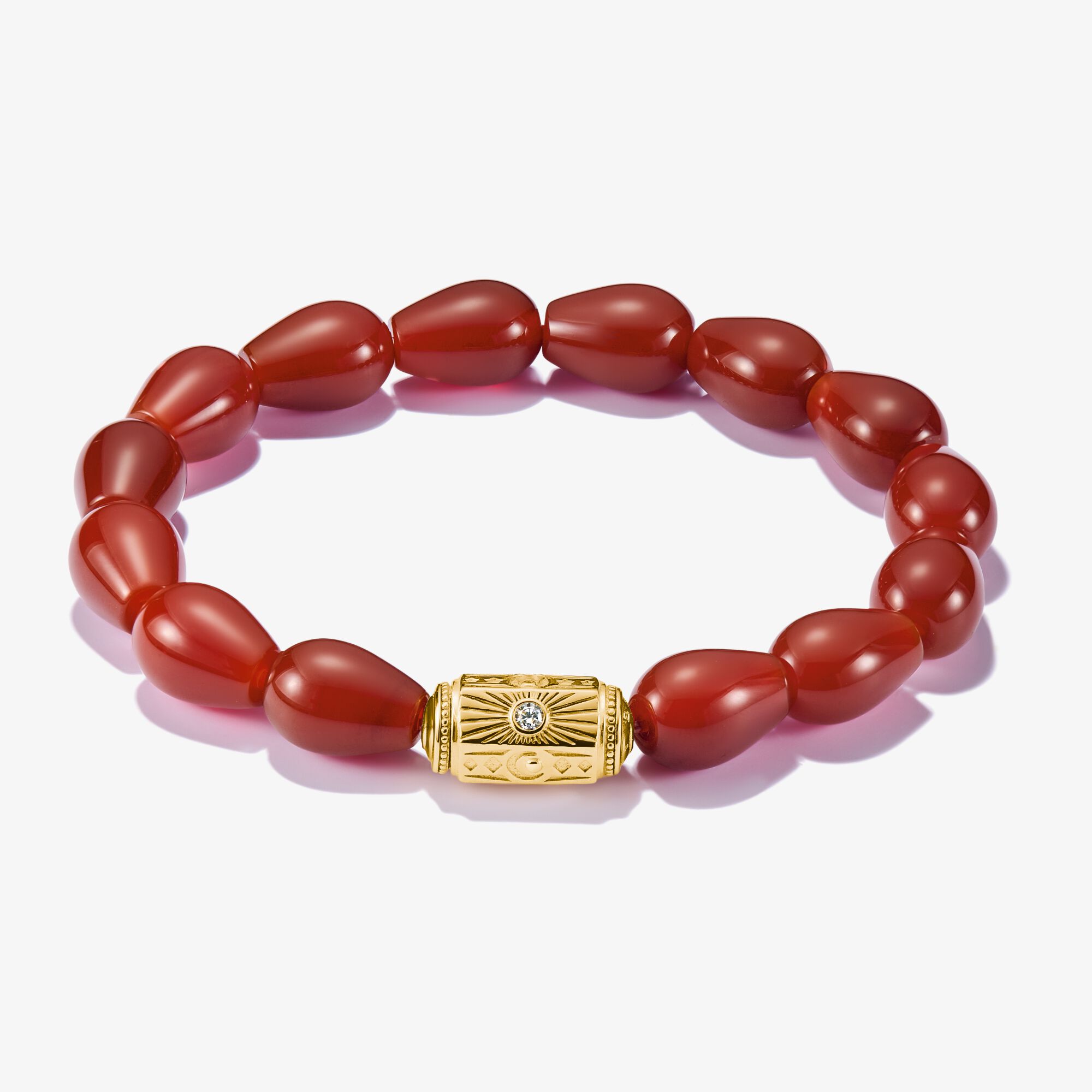 THOMAS SABO Bracelets beads agate rouge Plaqué or 18 carats, Argent sterling doré or jaune, Taille: 17 cm, femme
