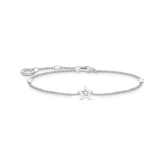 Bracelet with star charms and white stones silver from the Charming Collection collection in the THOMAS SABO online store