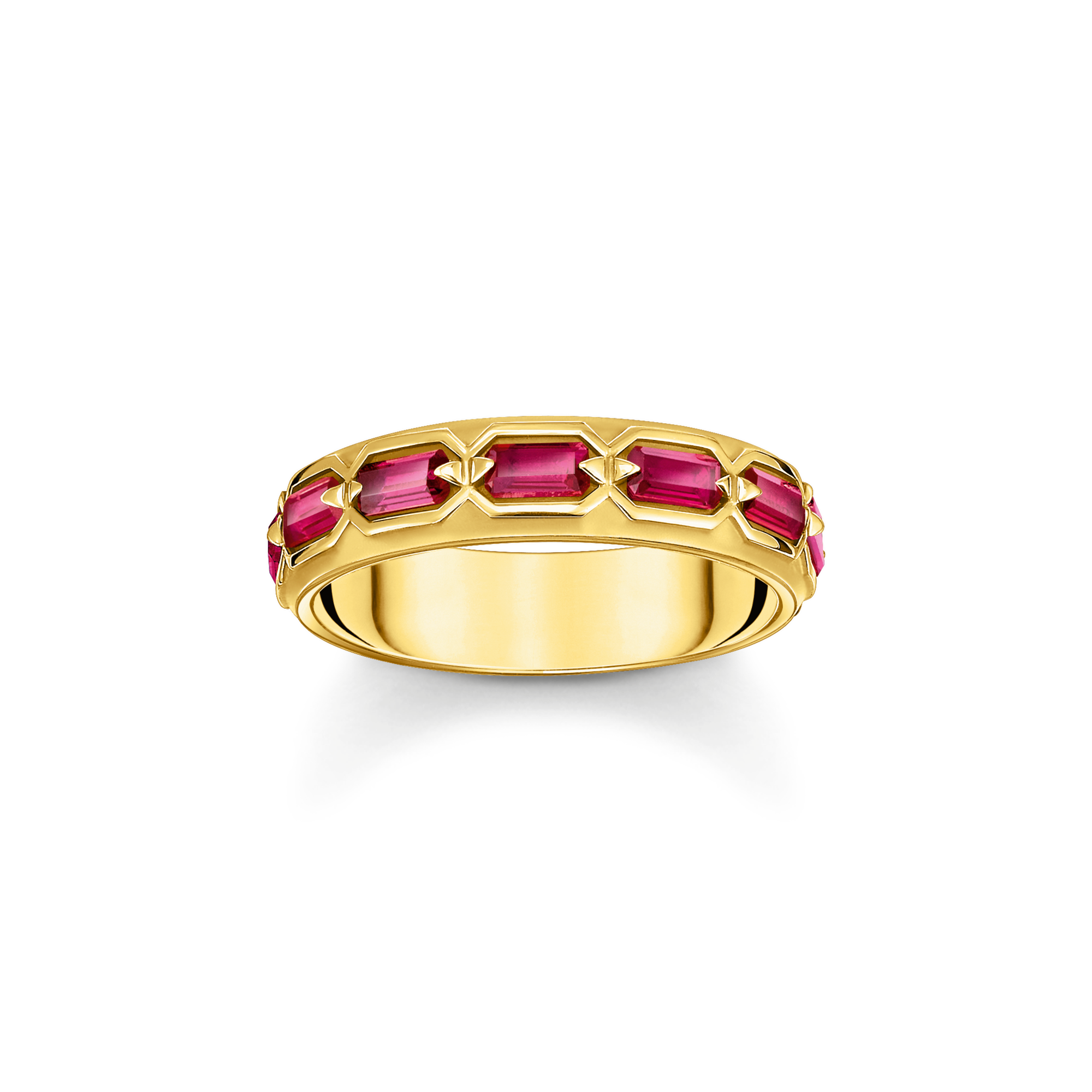 Thomas Sabo Ring Krokodilpanzer mit roten Steinen vergoldet rot TR2423-995-10-68
