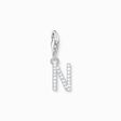 Charm pendant letter N with white stones silver from the Charm Club collection in the THOMAS SABO online store