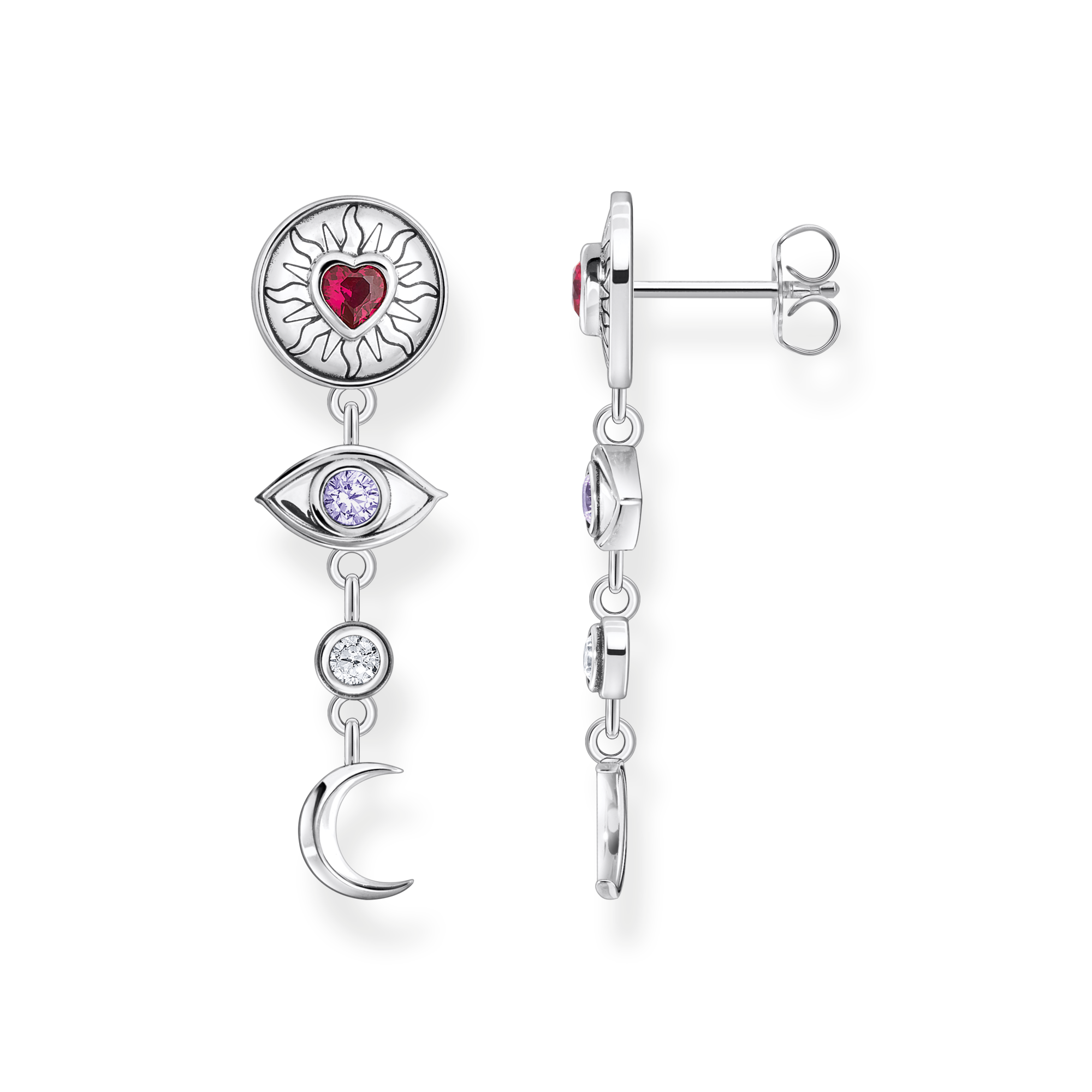 Thomas Sabo Ohrring kosmische Talismane mit bunten Steinen Silber geschwärzt mehrfarbig H2277-640-7
