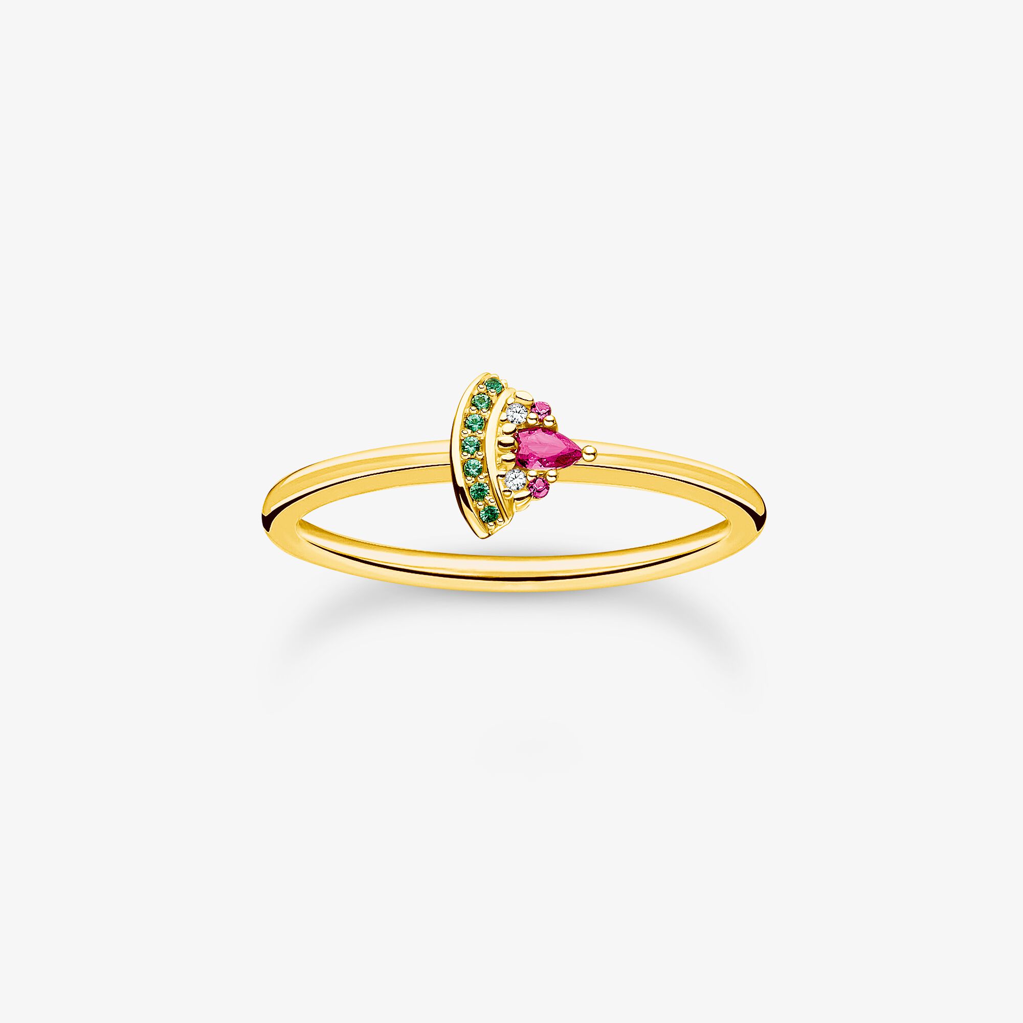 THOMAS SABO Bague melon d'eau or, Argent Sterling 925‰ doré or jaune 18 carats , Taille: 54, femme