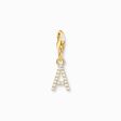 Charm pendant letter A with white stones gold plated from the Charm Club collection in the THOMAS SABO online store