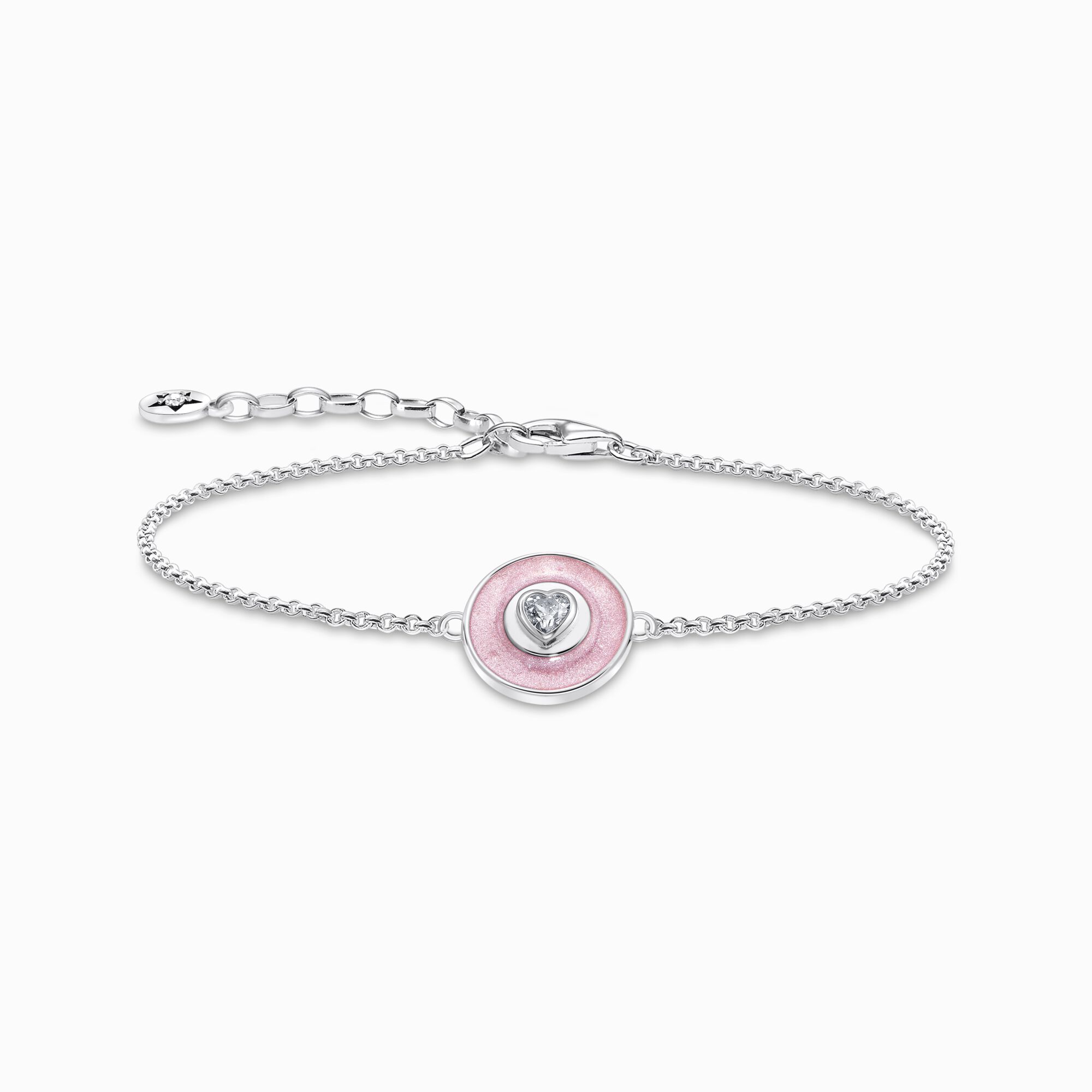 Silver bracelet with pinkish cold enamel and stones from the  collection in the THOMAS SABO online store