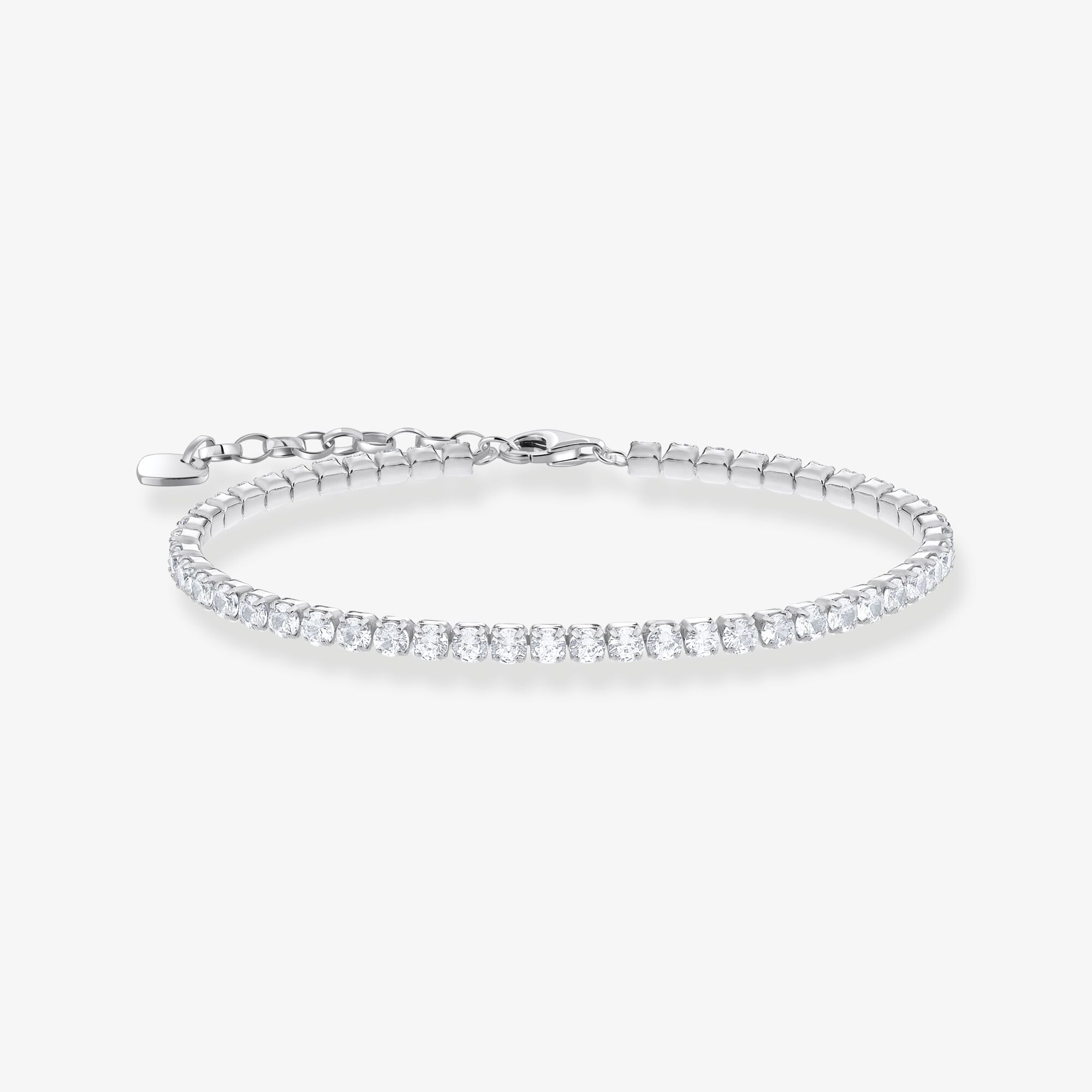 THOMAS SABO Bracelet de tennis en argent avec zircon blanc, Argent sterling, Taille: 21 cm, Unisex